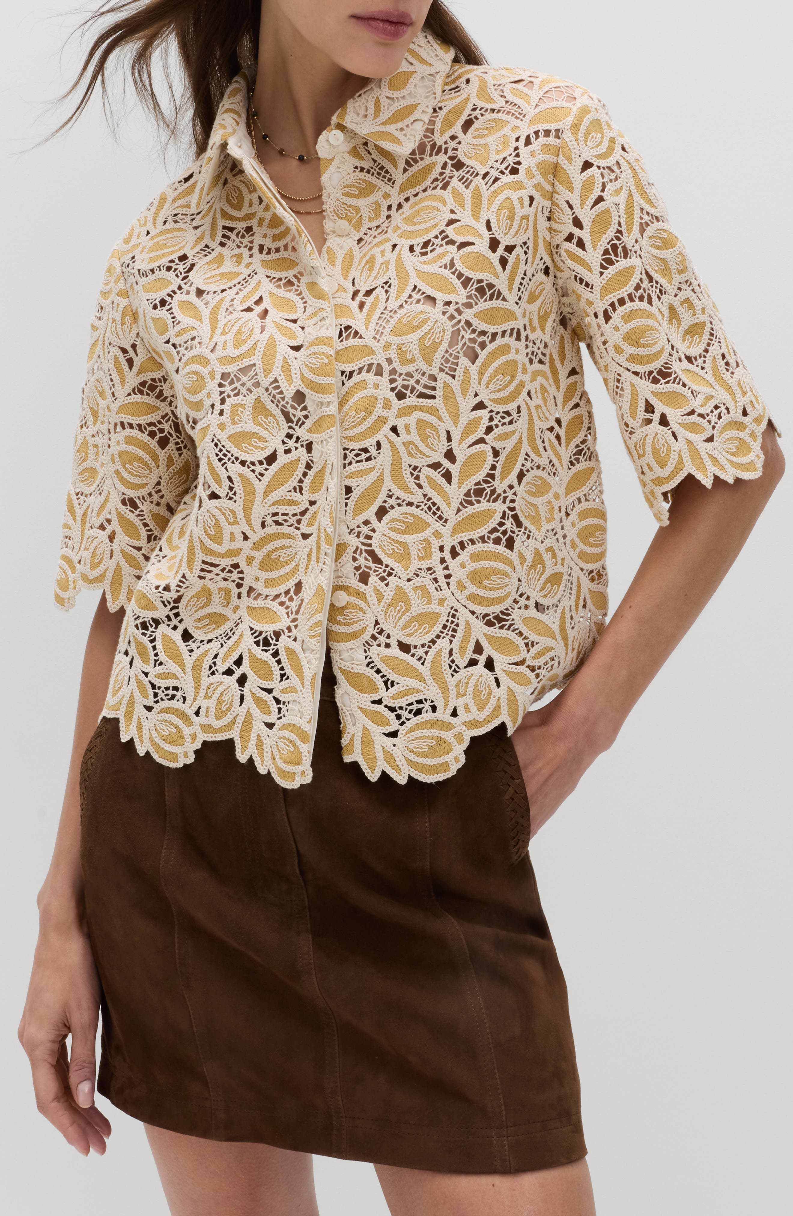 Open Stitch Shirt Jacket - image 1