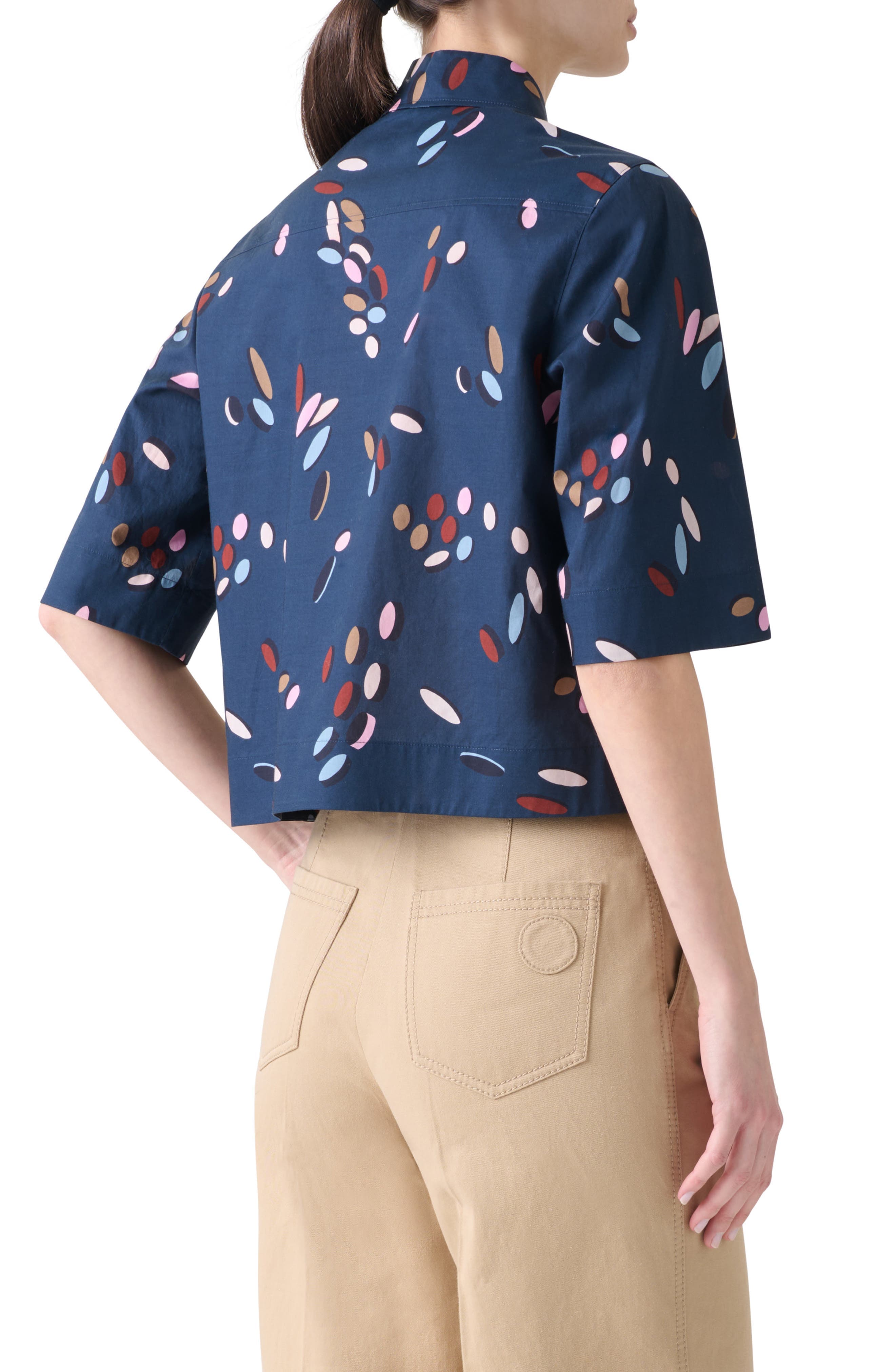 Dropping Dots Short Sleeve Crop Button-Down Shirt - image 2