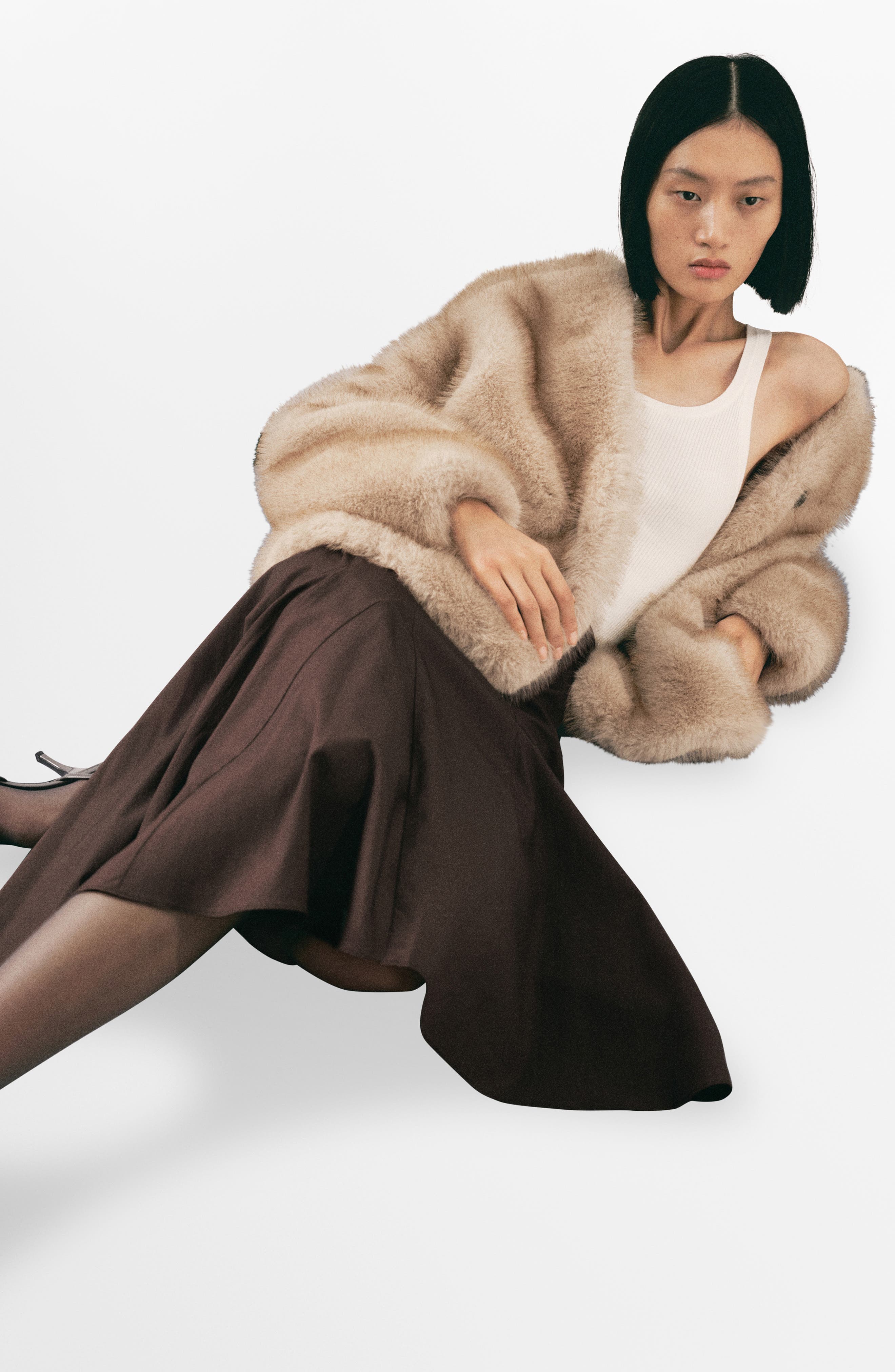 Button Front Faux Fur Coat - image 1