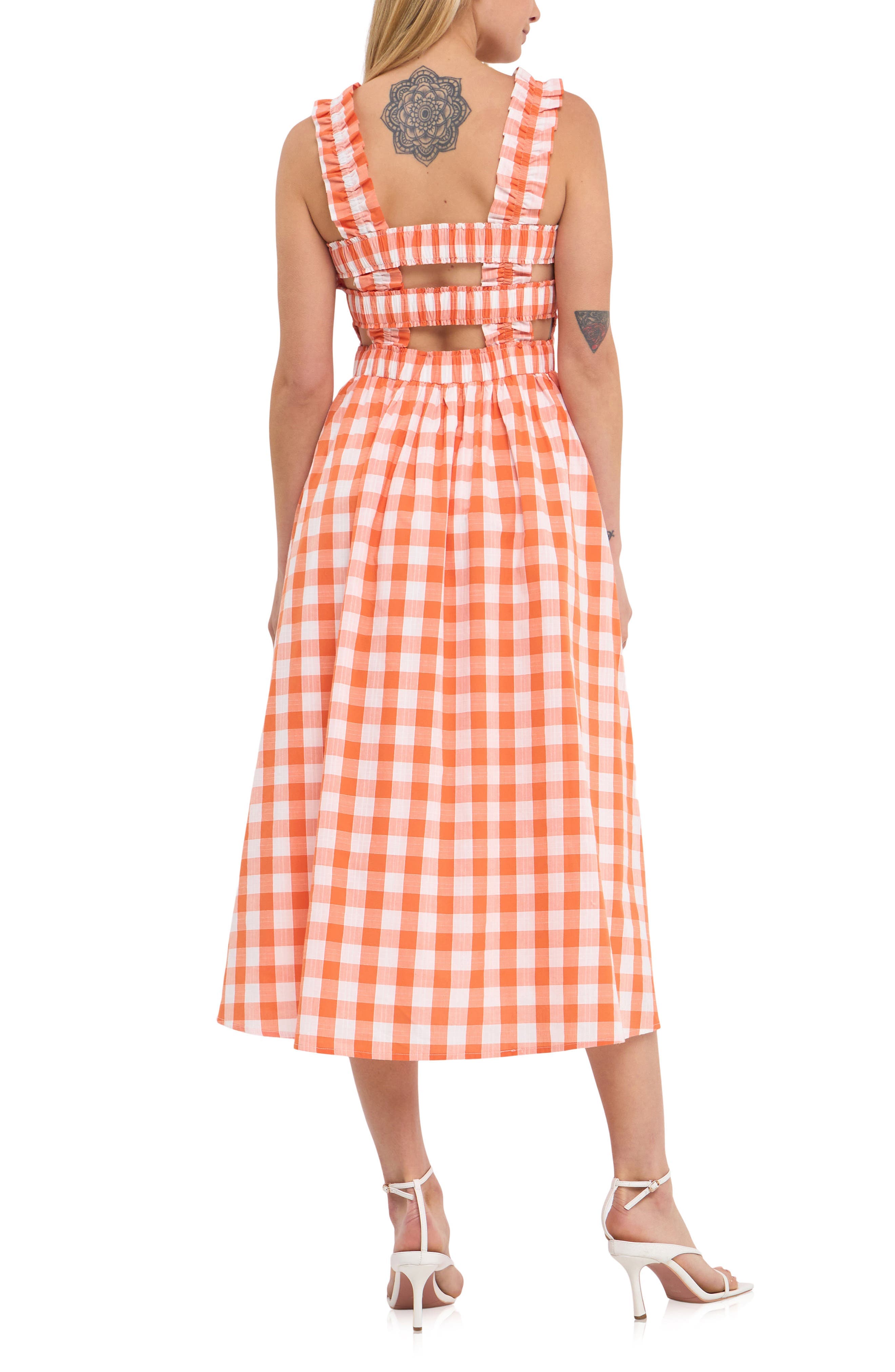Check Print Smocked Midi Sundress - image 2