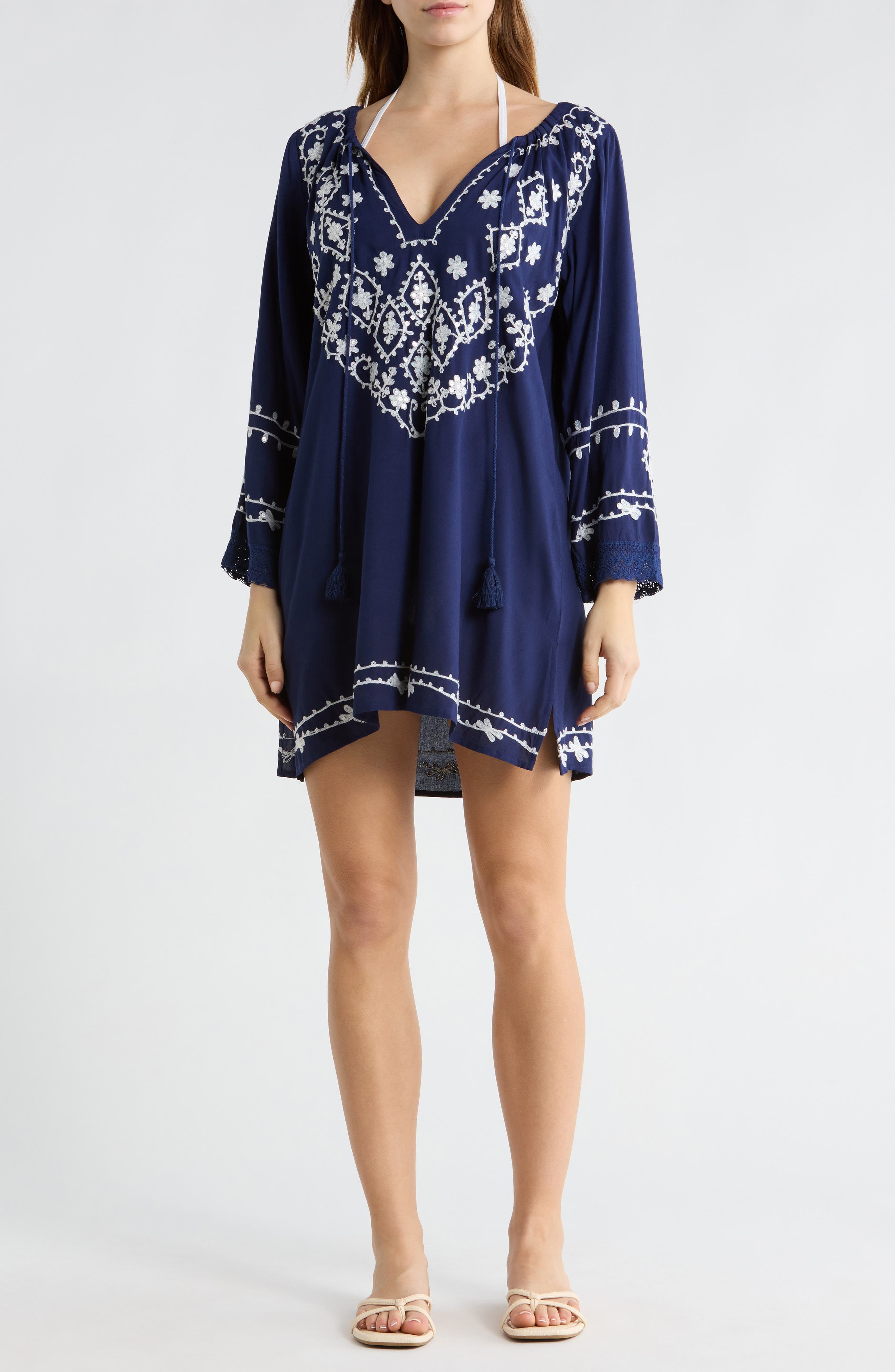 Embroidered Sequin Cover-Up Tunic - image 5