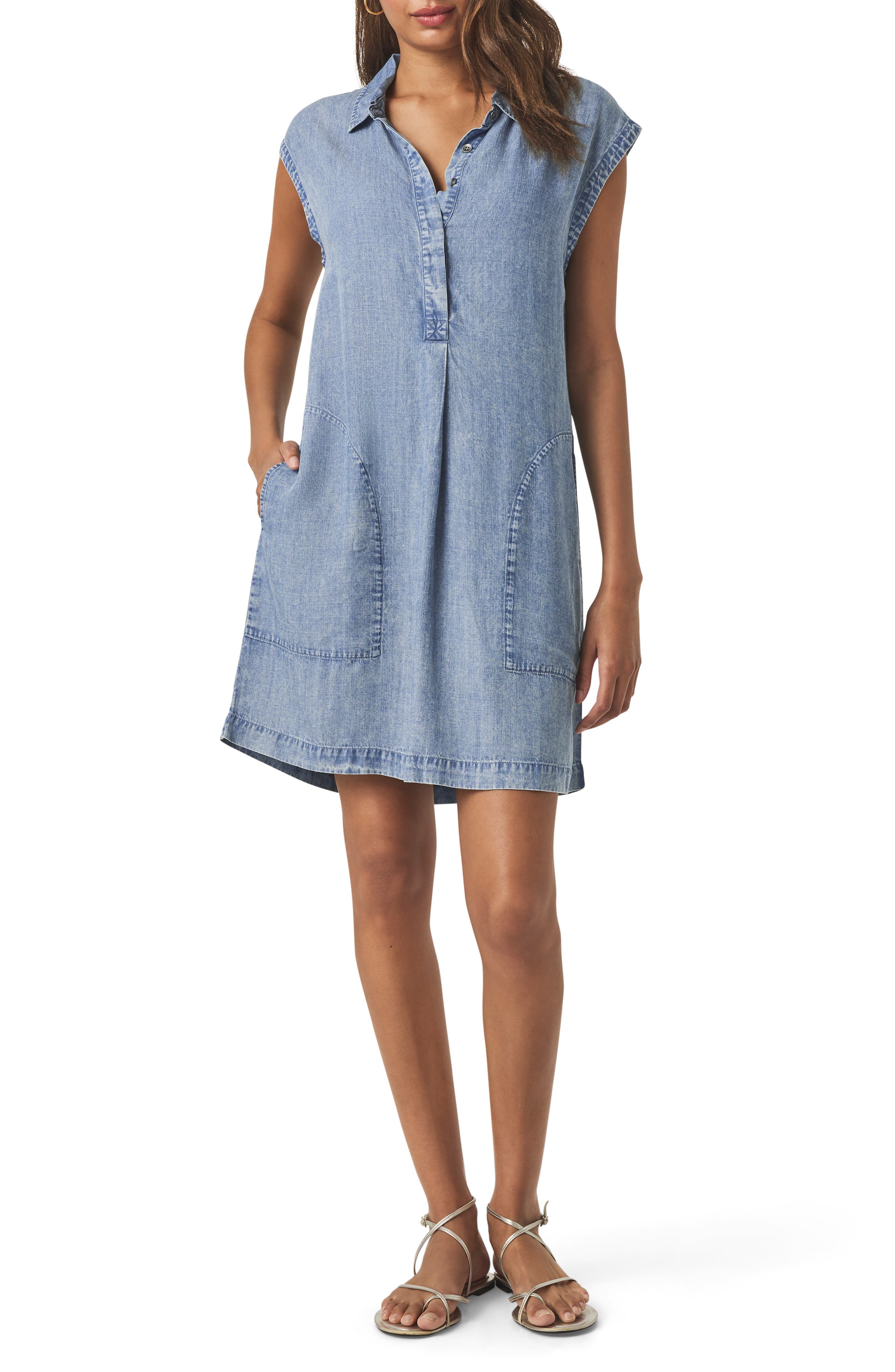 Wren Indigo Chambray Shift Minidress - image 1