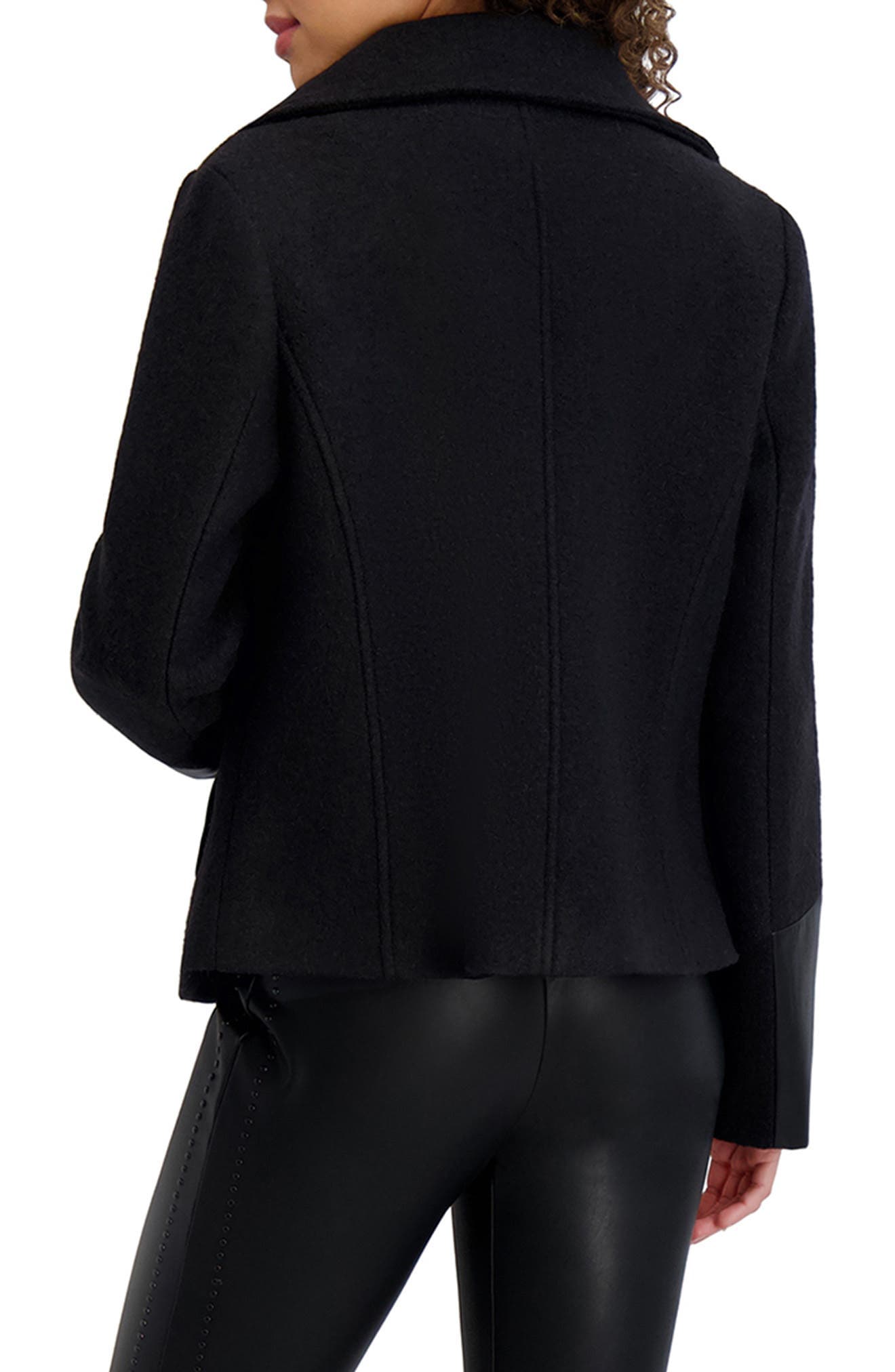 Wool Blend & Faux Leather Asymmetric Jacket - image 2