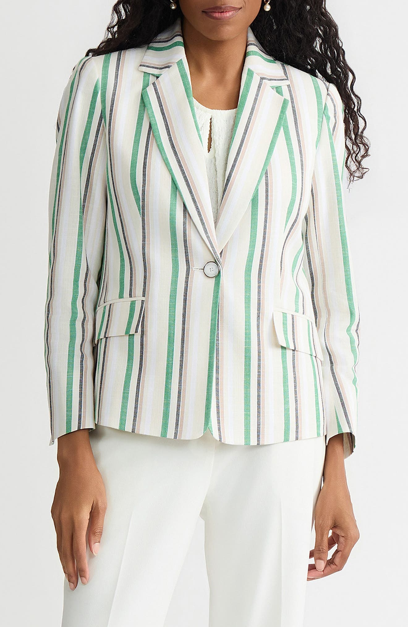 Stripe One-Button Blazer - image 1