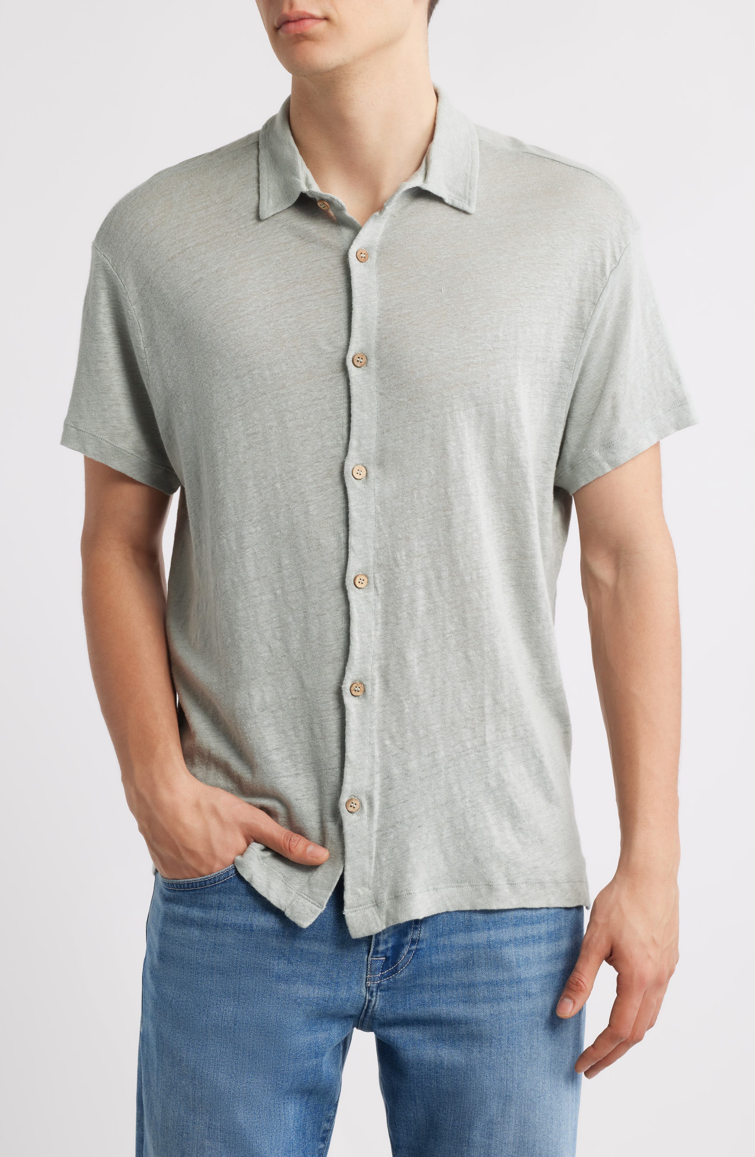 Ola Linen Knit Short Sleeve Button-Up - image 3