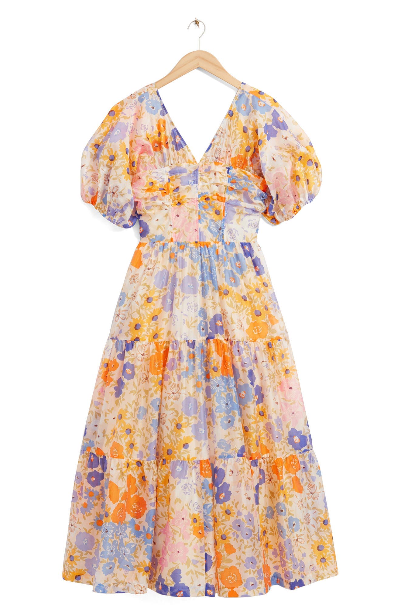 Floral Print Puff Sleeve Dress - image 1