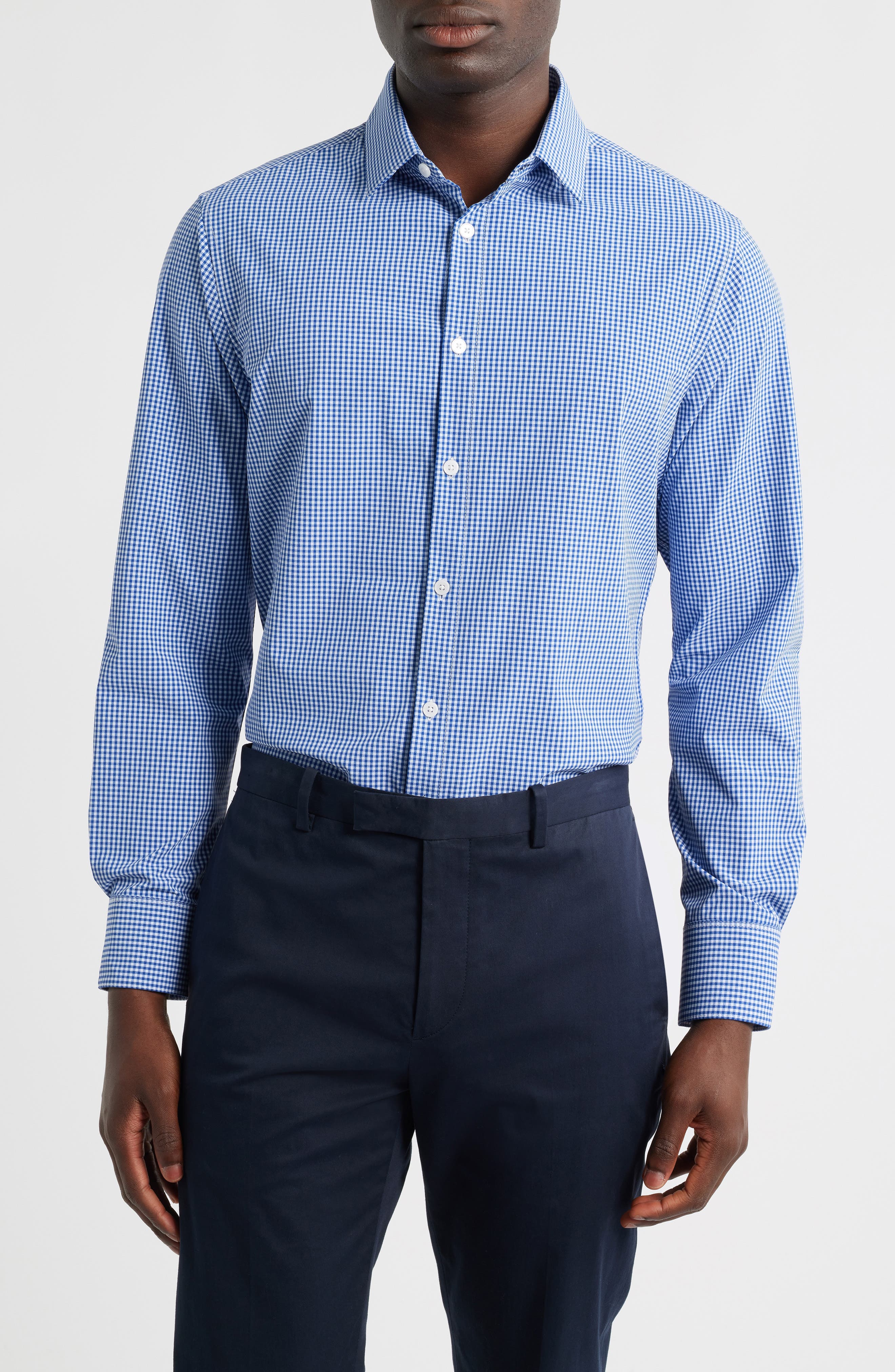 Leeward Trim Fit Microcheck Button-Up Shirt - image 1