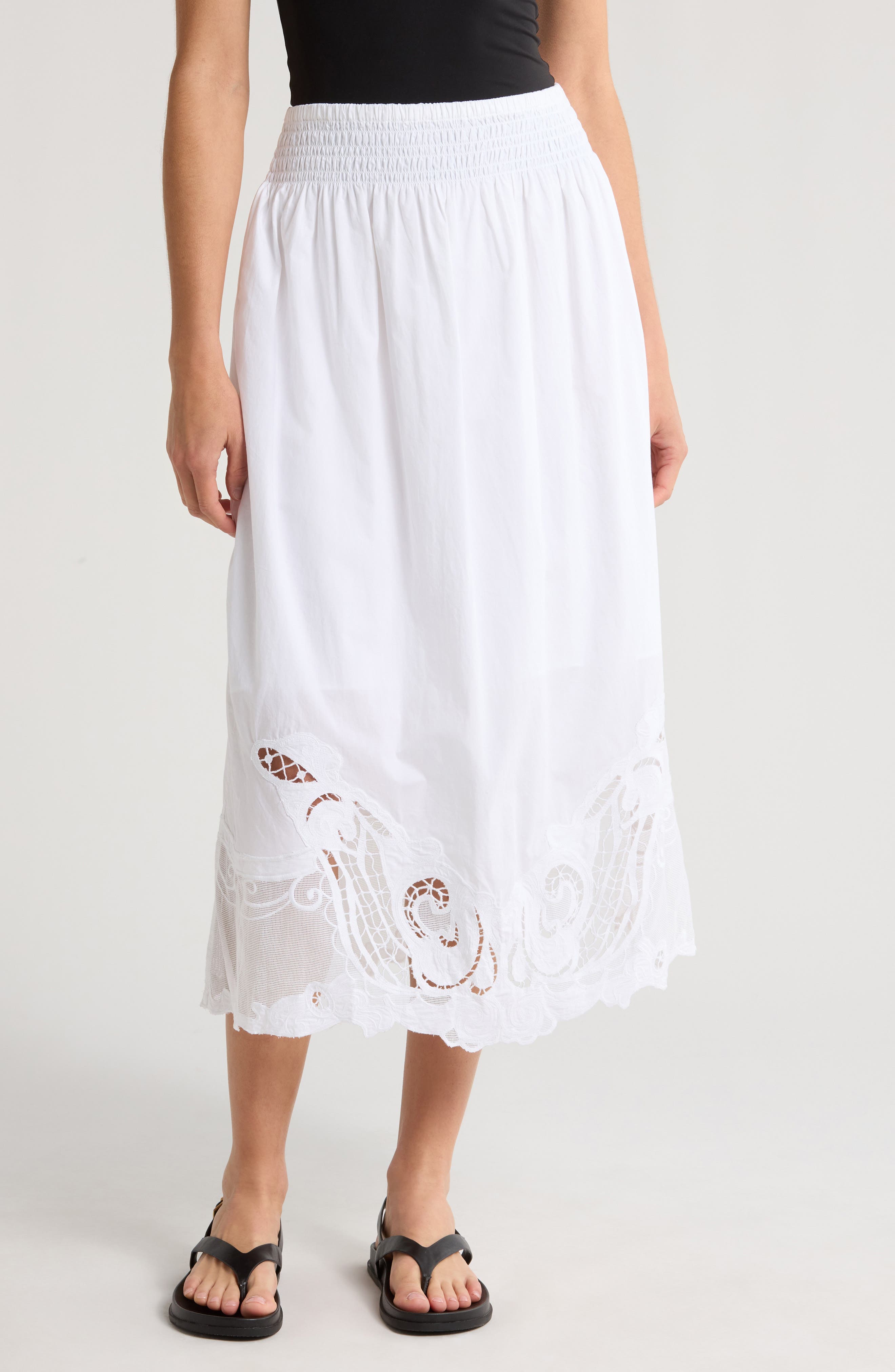 Clem Broderie Anglaise Trim Cotton Midi Skirt - image 1
