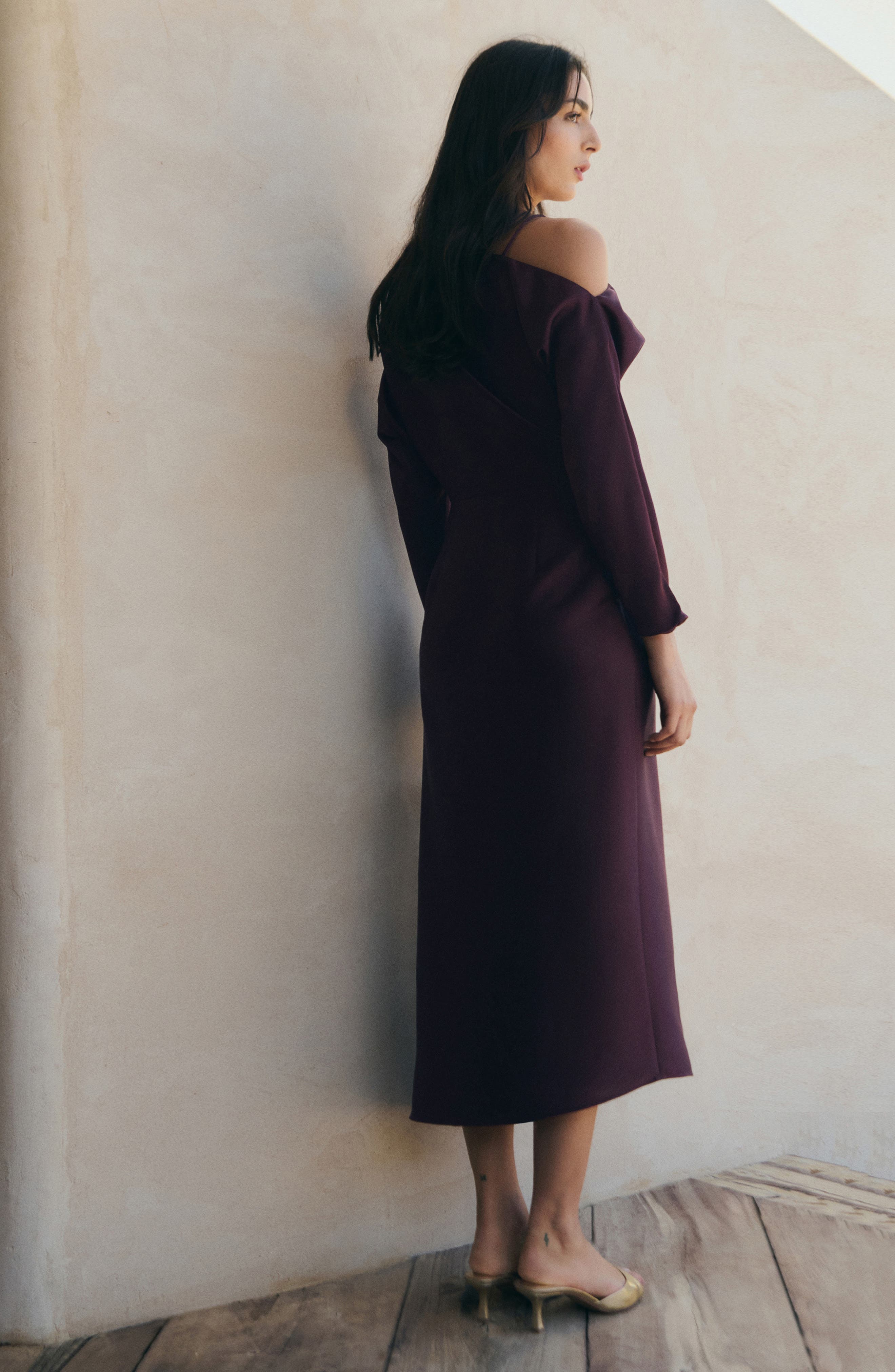 Asymmetric Long Sleeve Dress - image 2