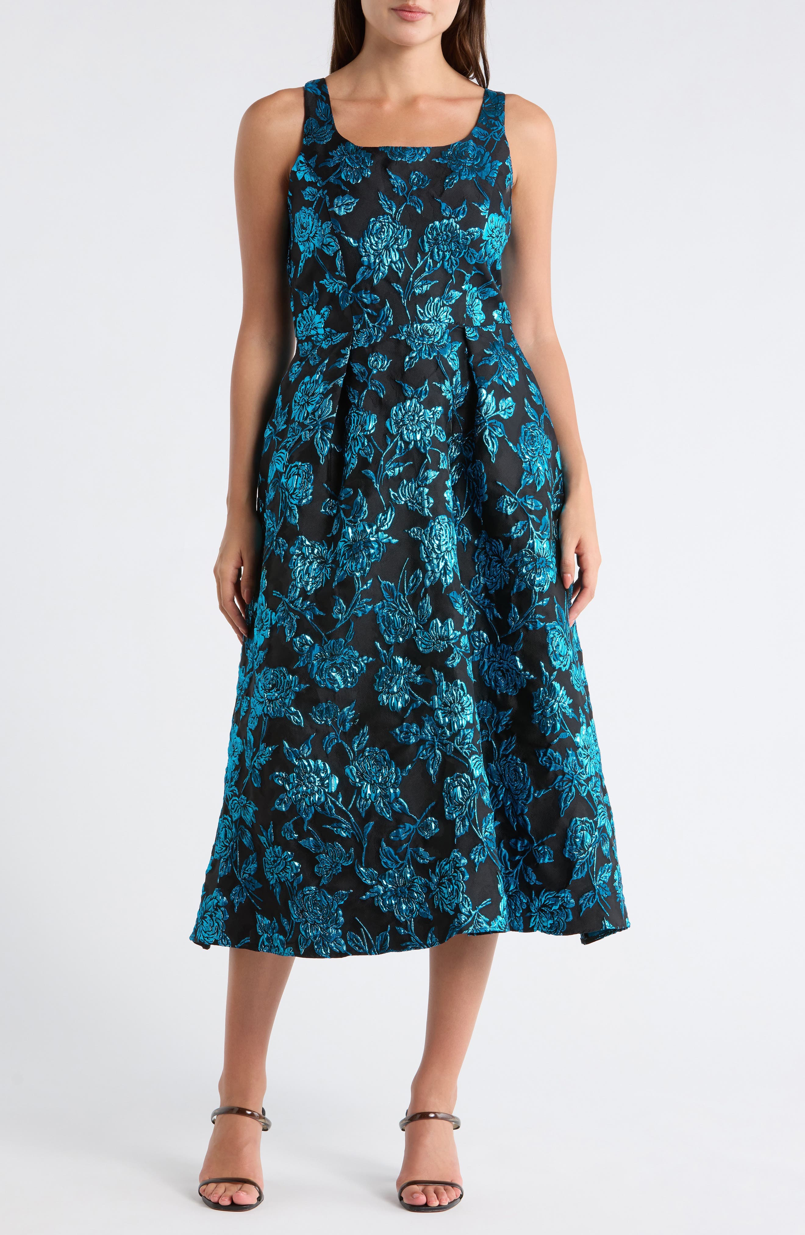 Floral Square Neck Evening Maxi Dress - image 1