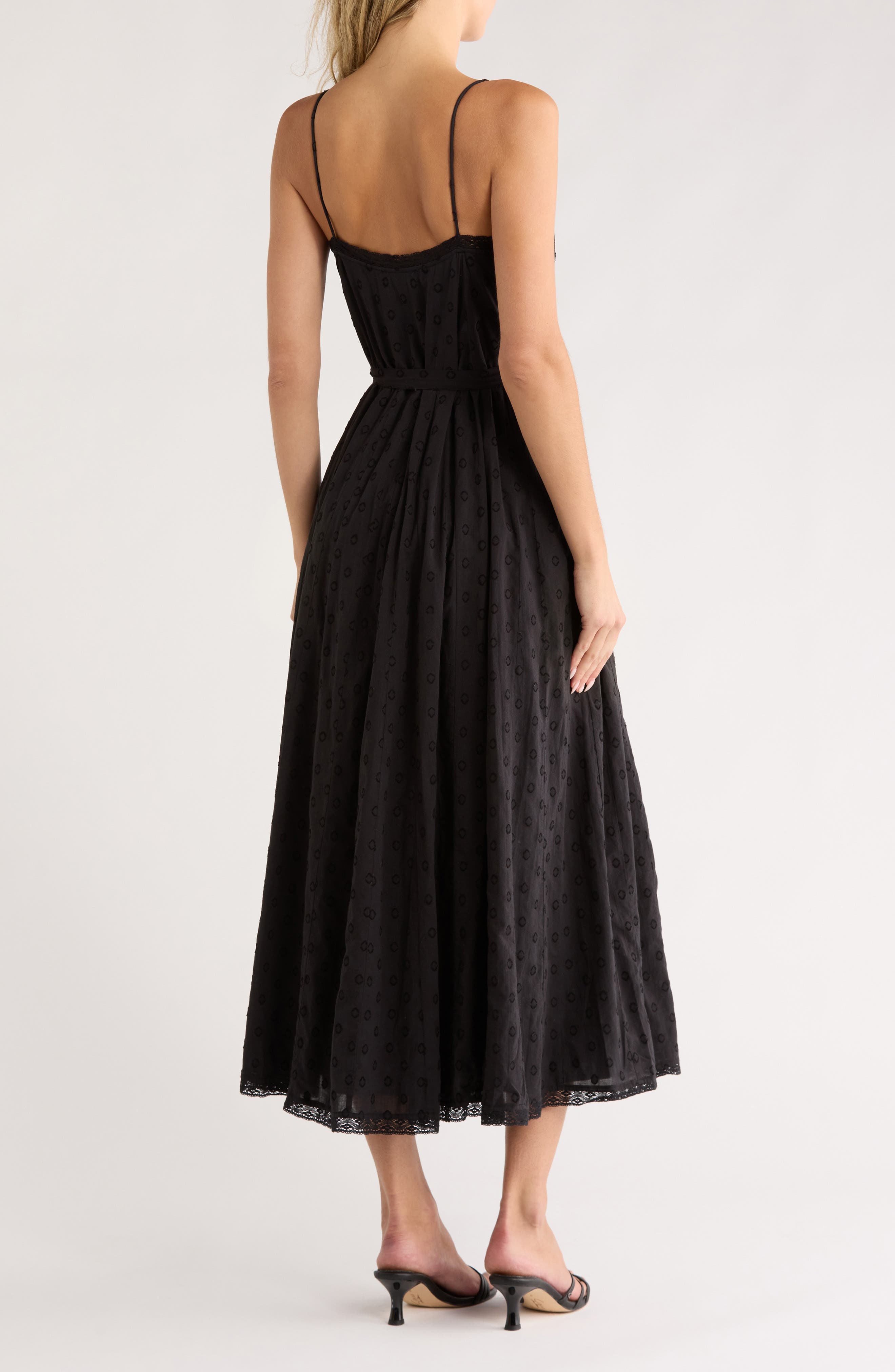 Cerise Clip Dot Lace Trim Dress - image 2