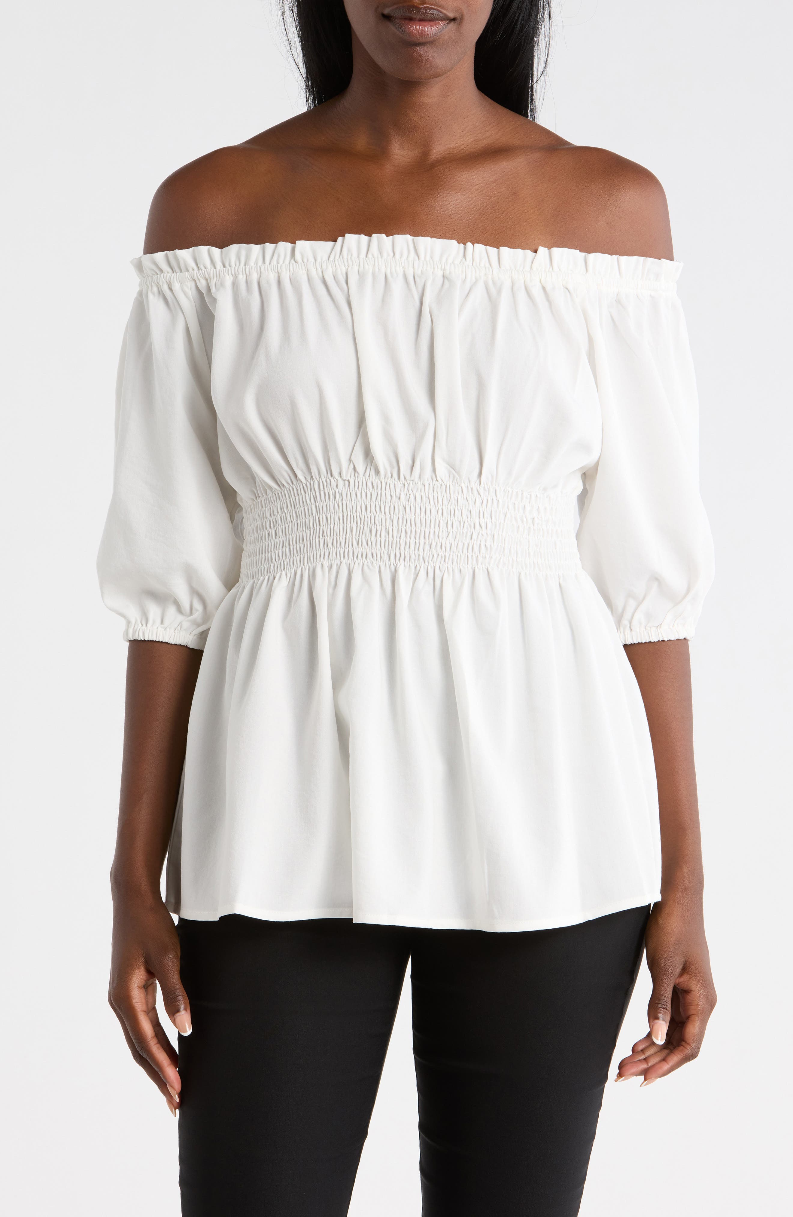 Ruched Waist Cotton Top - image 1