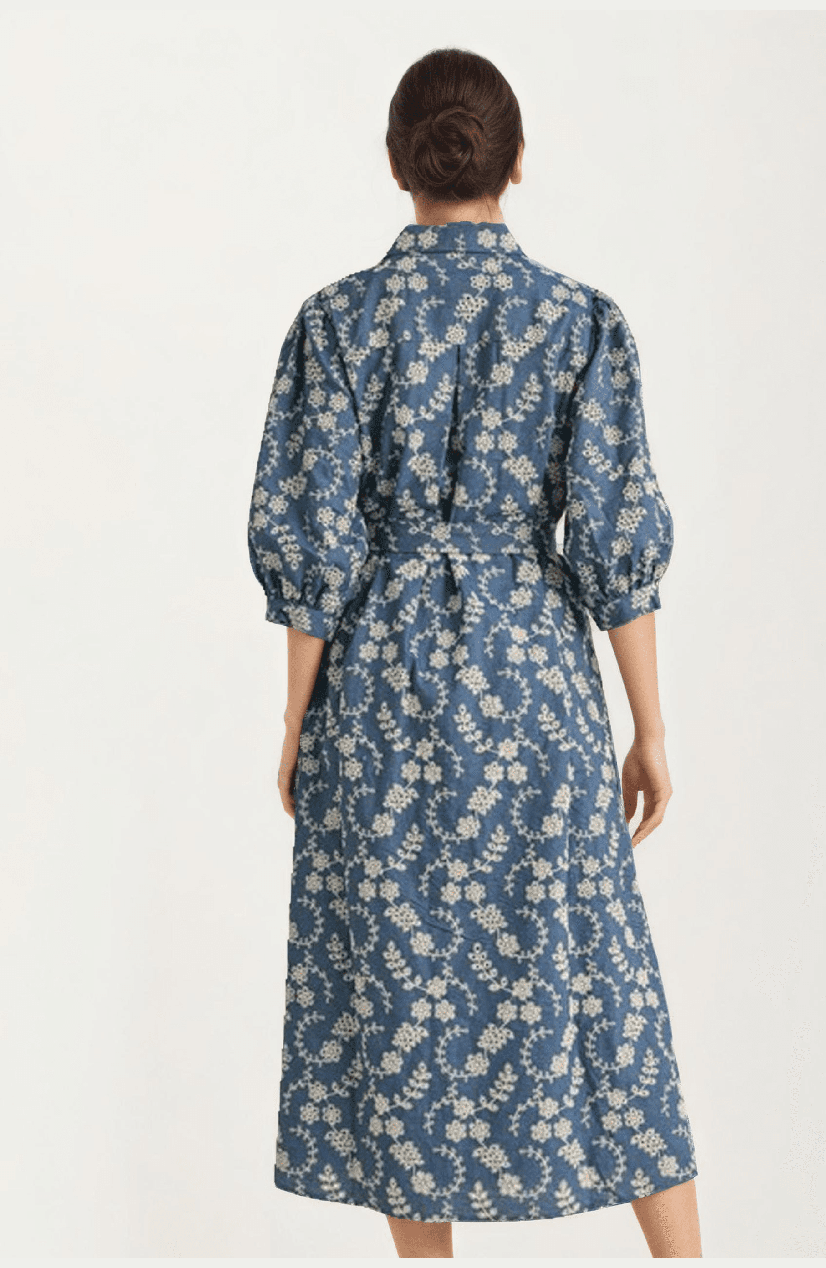 Collared Button-Front Tie-Waist Pocketed Midi Dress - image 2