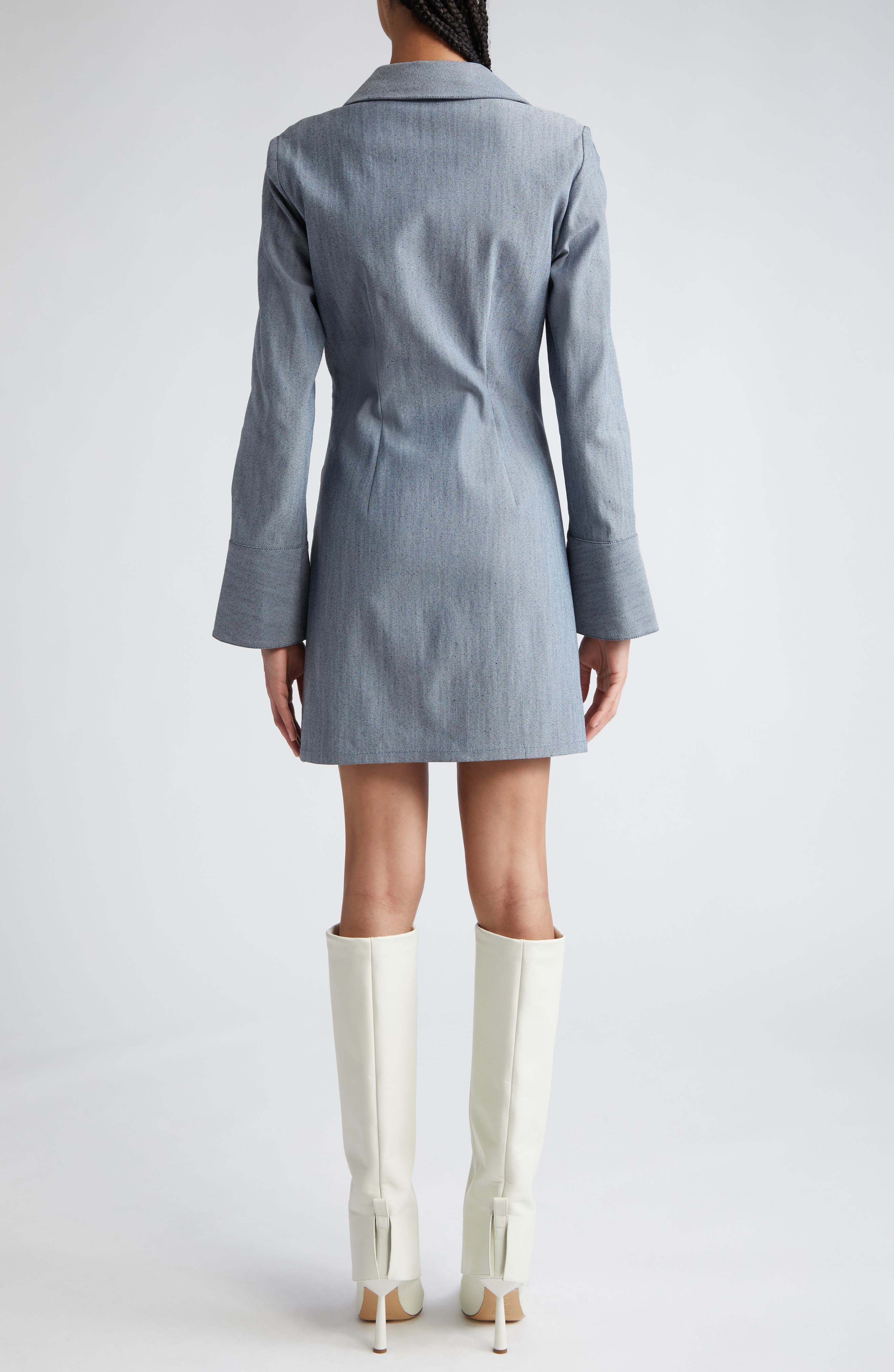 McKenna Twist Front Long Sleeve Denim Minidress - image 2
