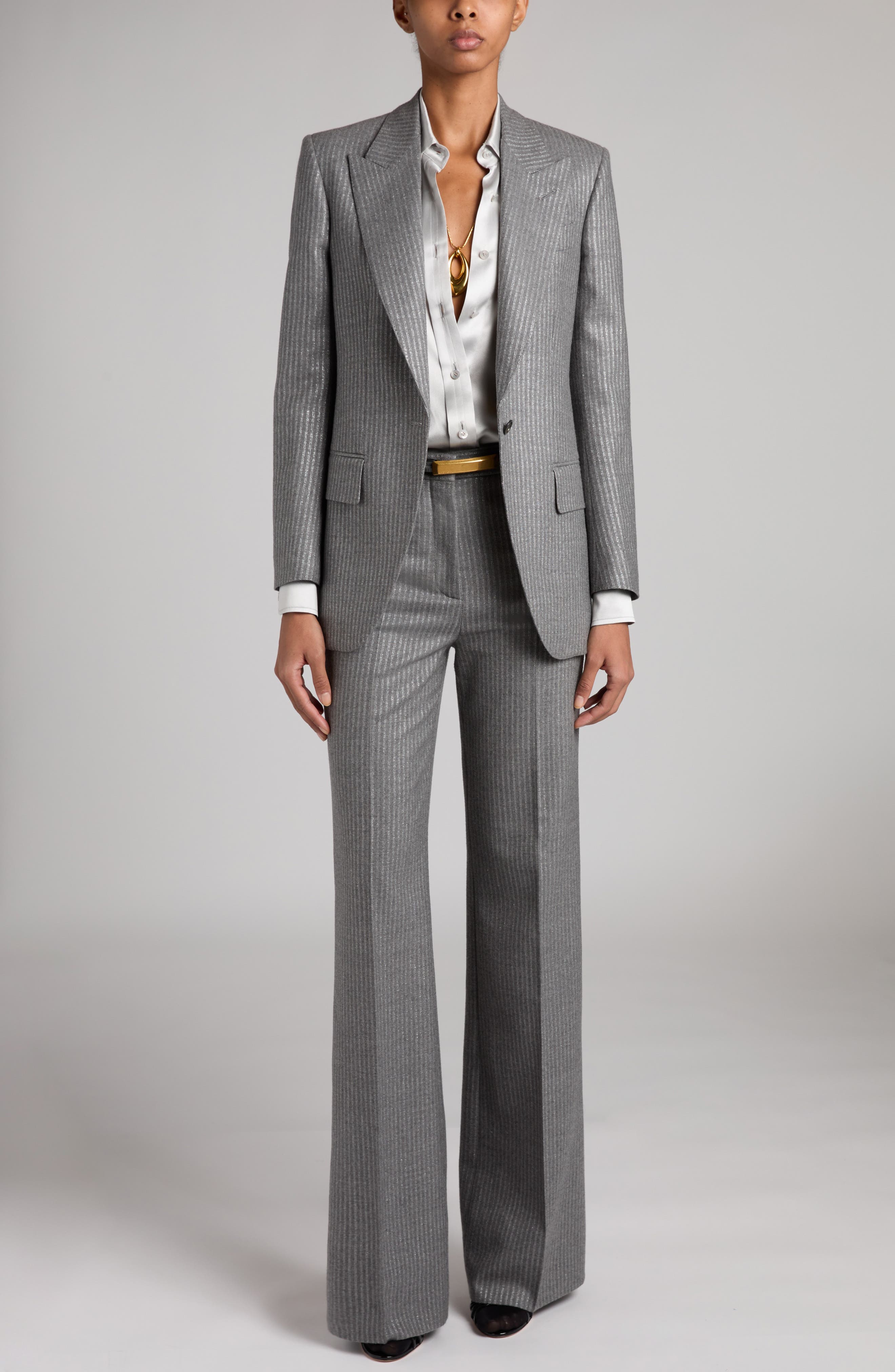 Pleated Silk Charmeuse Button-Up Shirt - image 2
