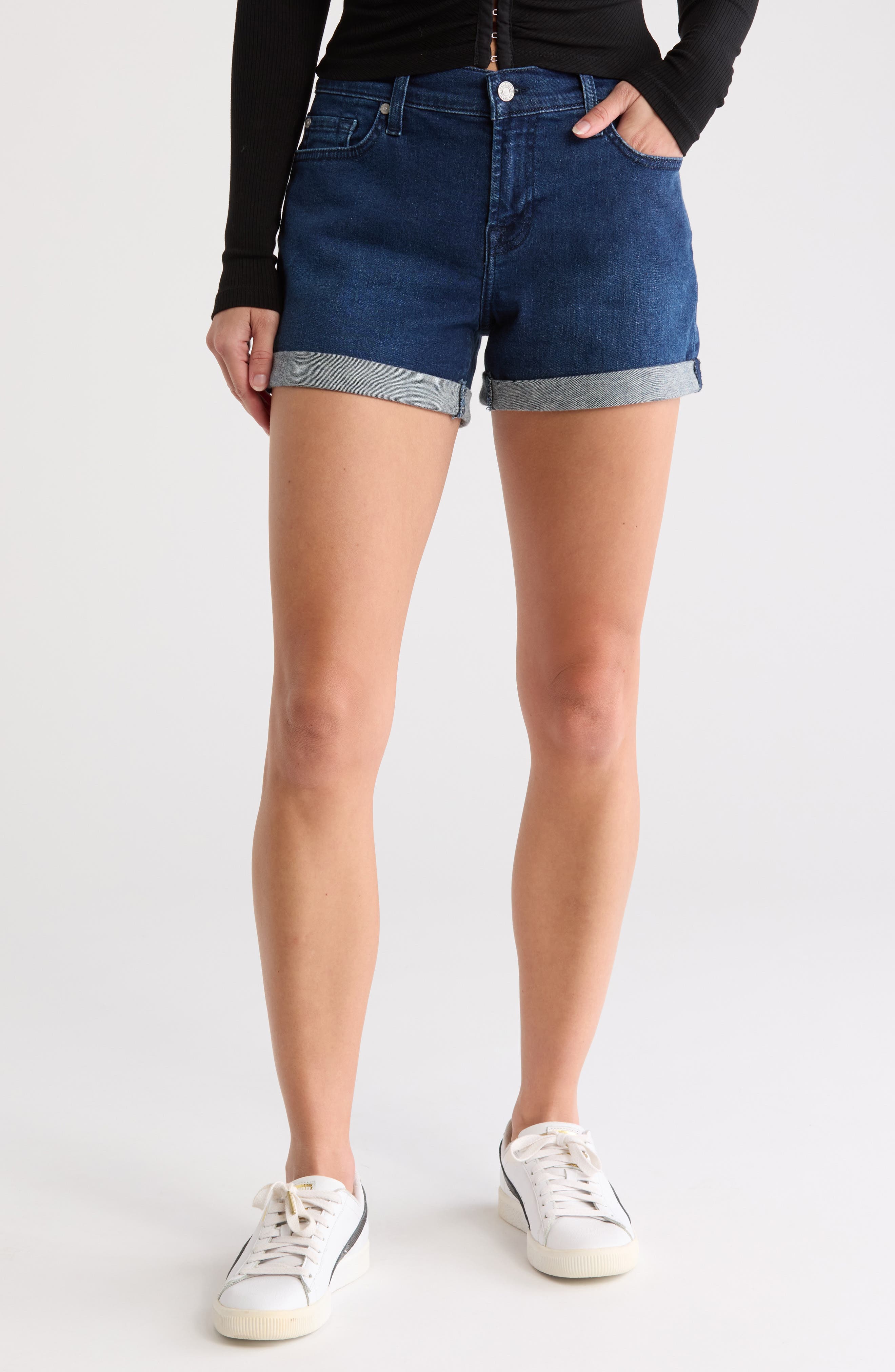 Rolled Cuff Denim Shorts - image 1