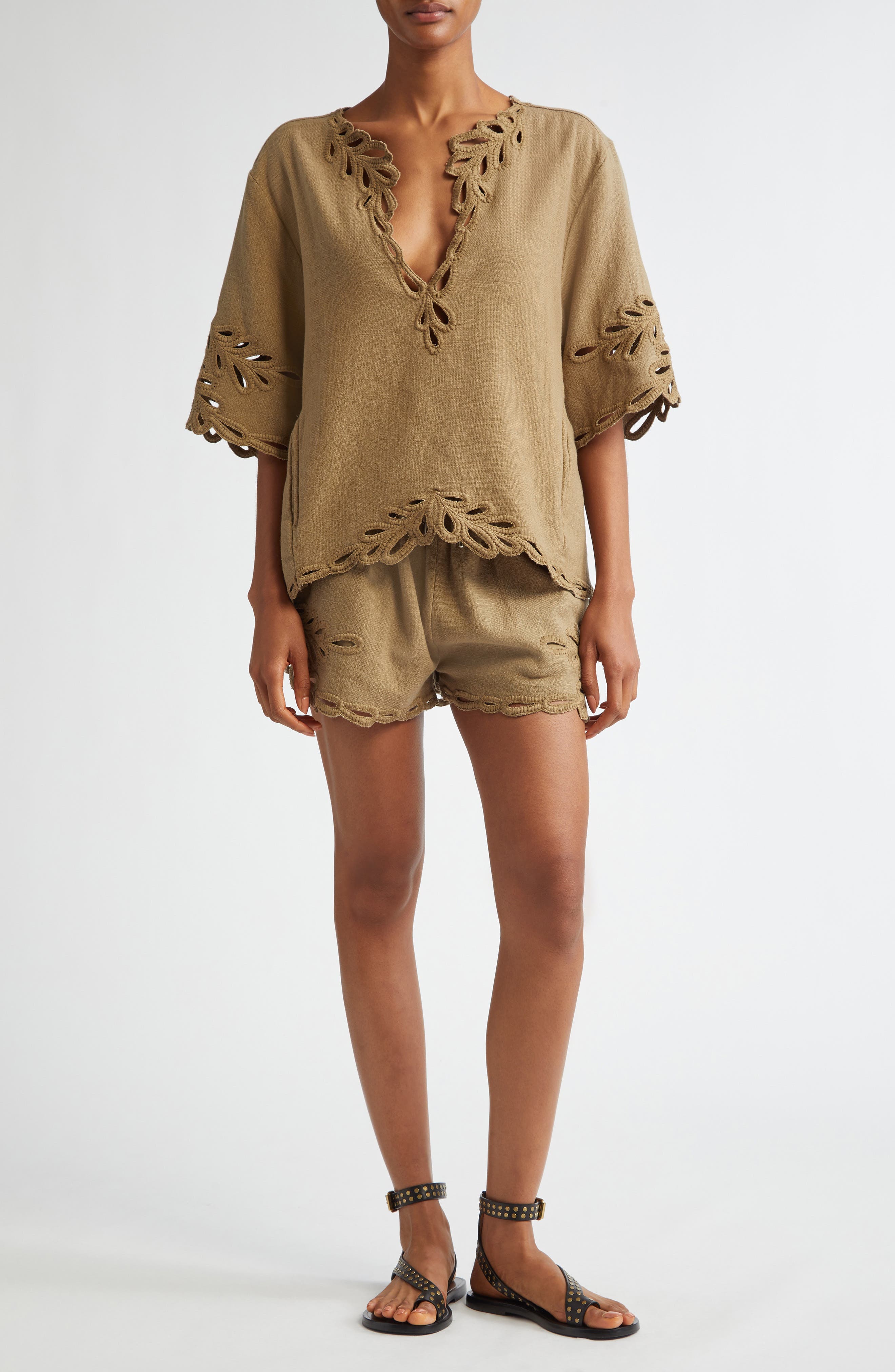 Safa Embroidered Cotton Drawstring Shorts - image 2