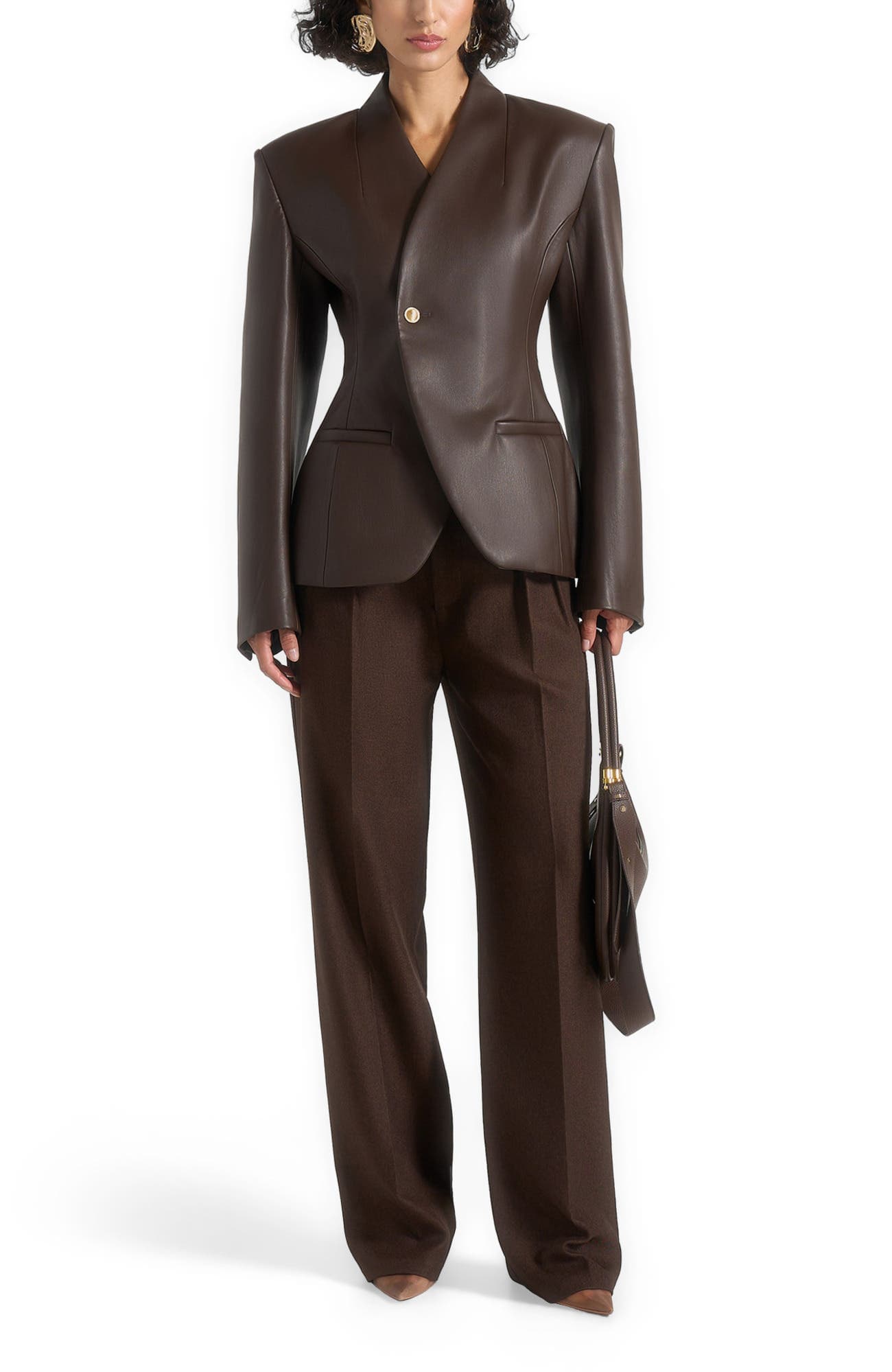 Ina Leather Cinched Waist Blazer - image 2