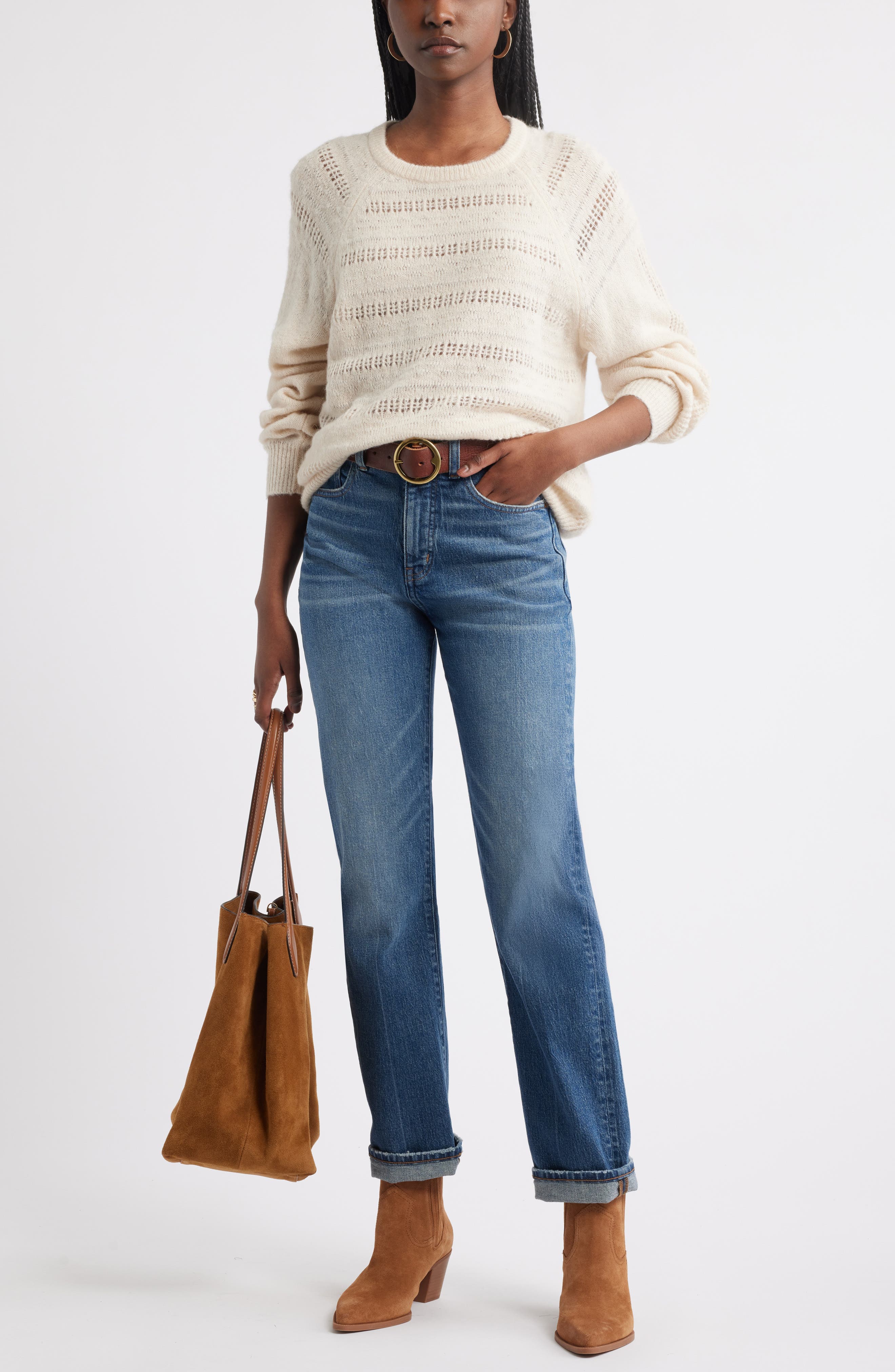 Pointelle Raglan Sleeve Sweater - image 4