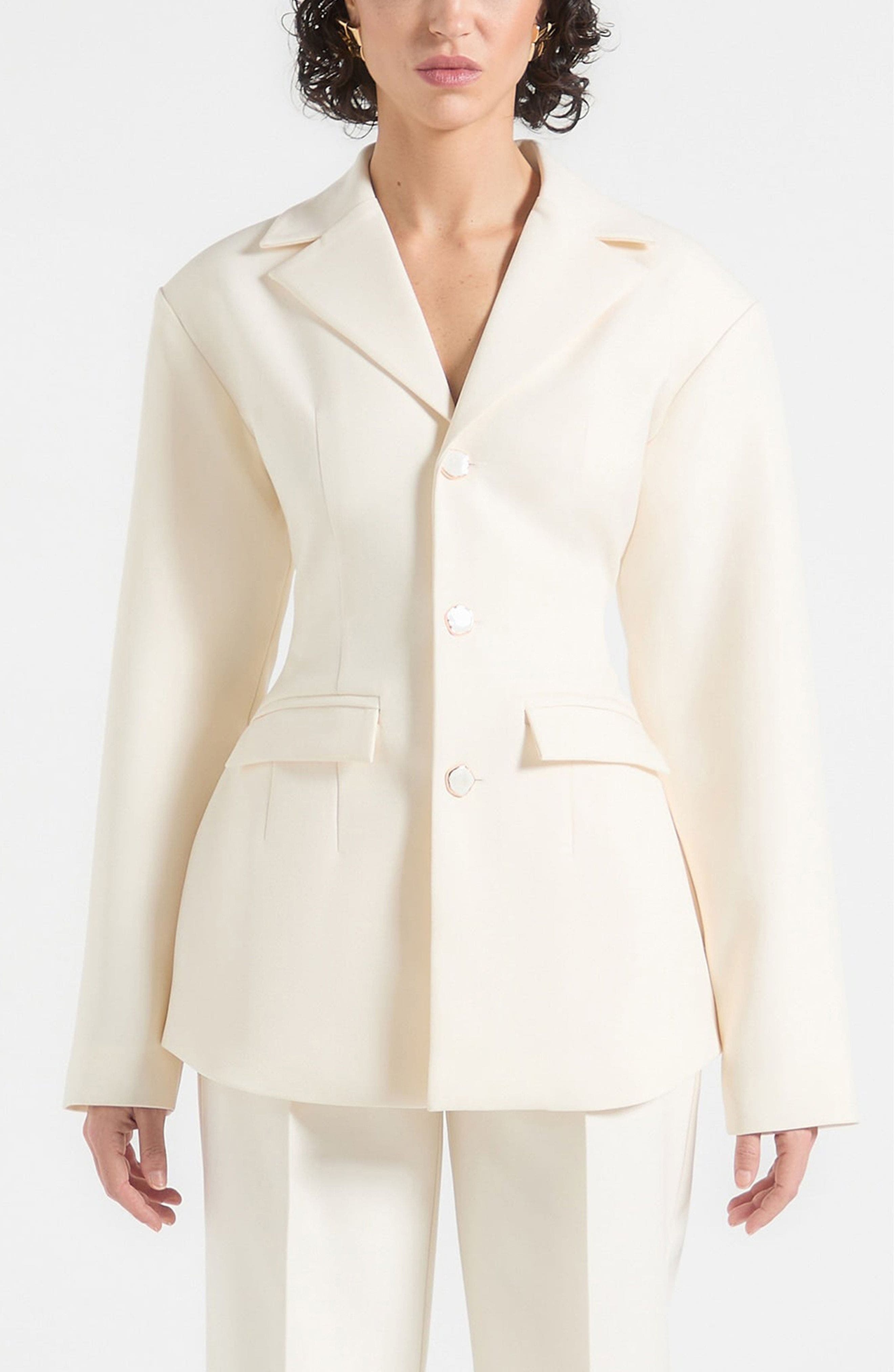 Claire Wide Shoulder Cinch Waist Blazer - image 1