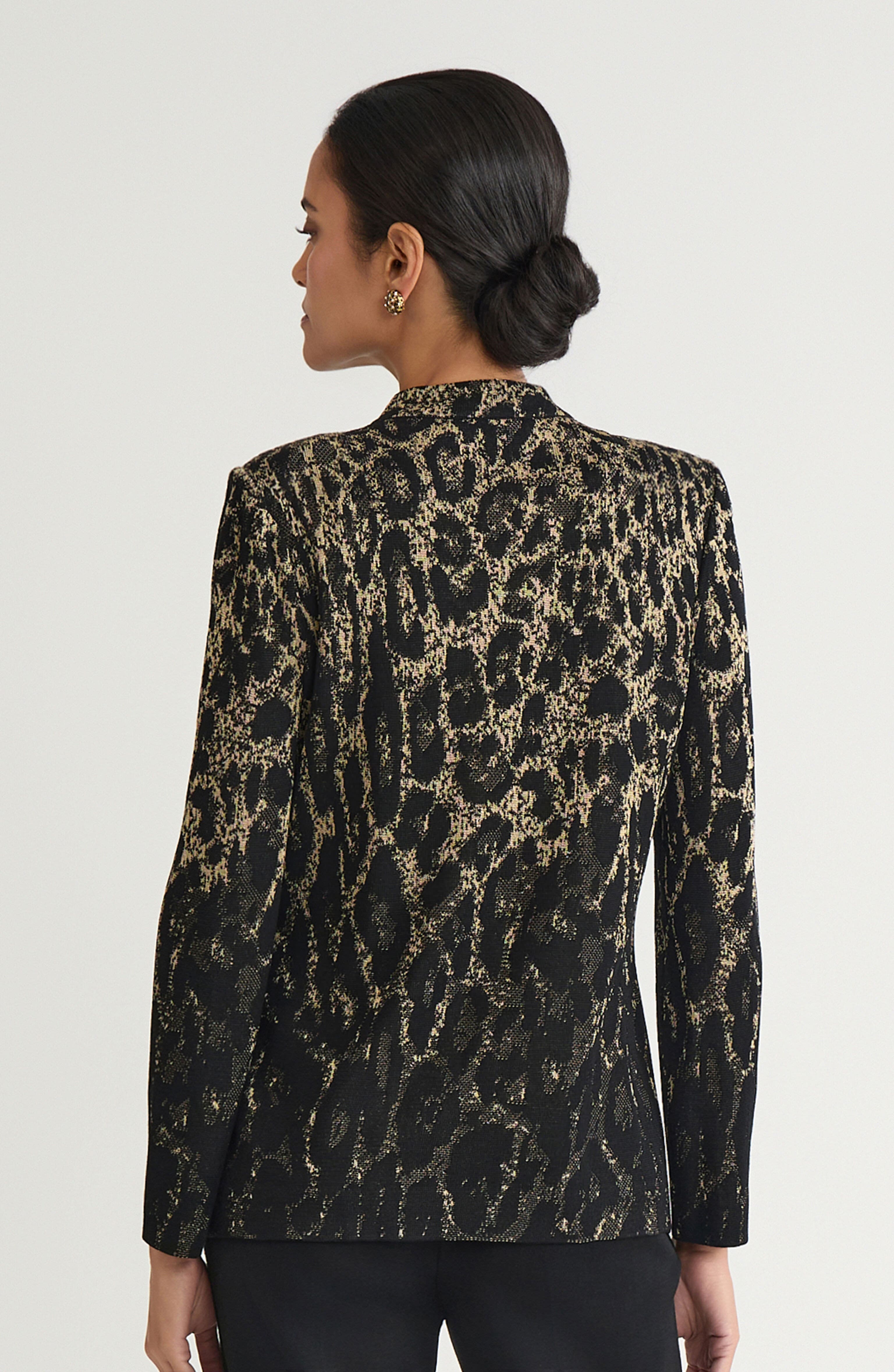 Heritage Lurex Leopard Print Jacquard Knit Jacket - image 2