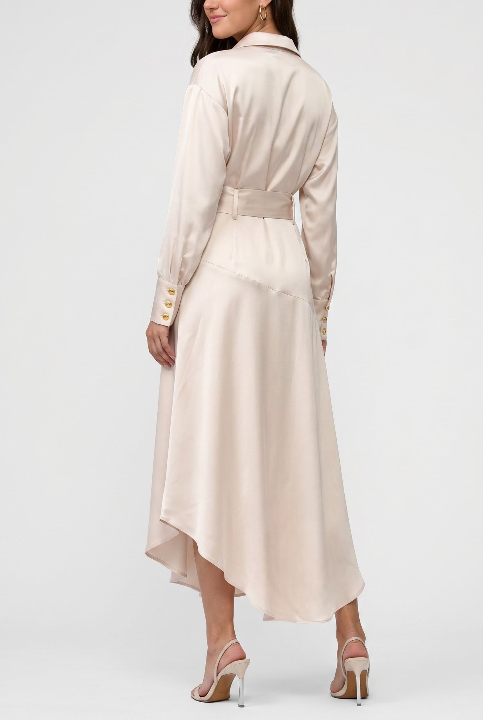 Gilian Long Sleeve Satin Shirt Dress - image 2