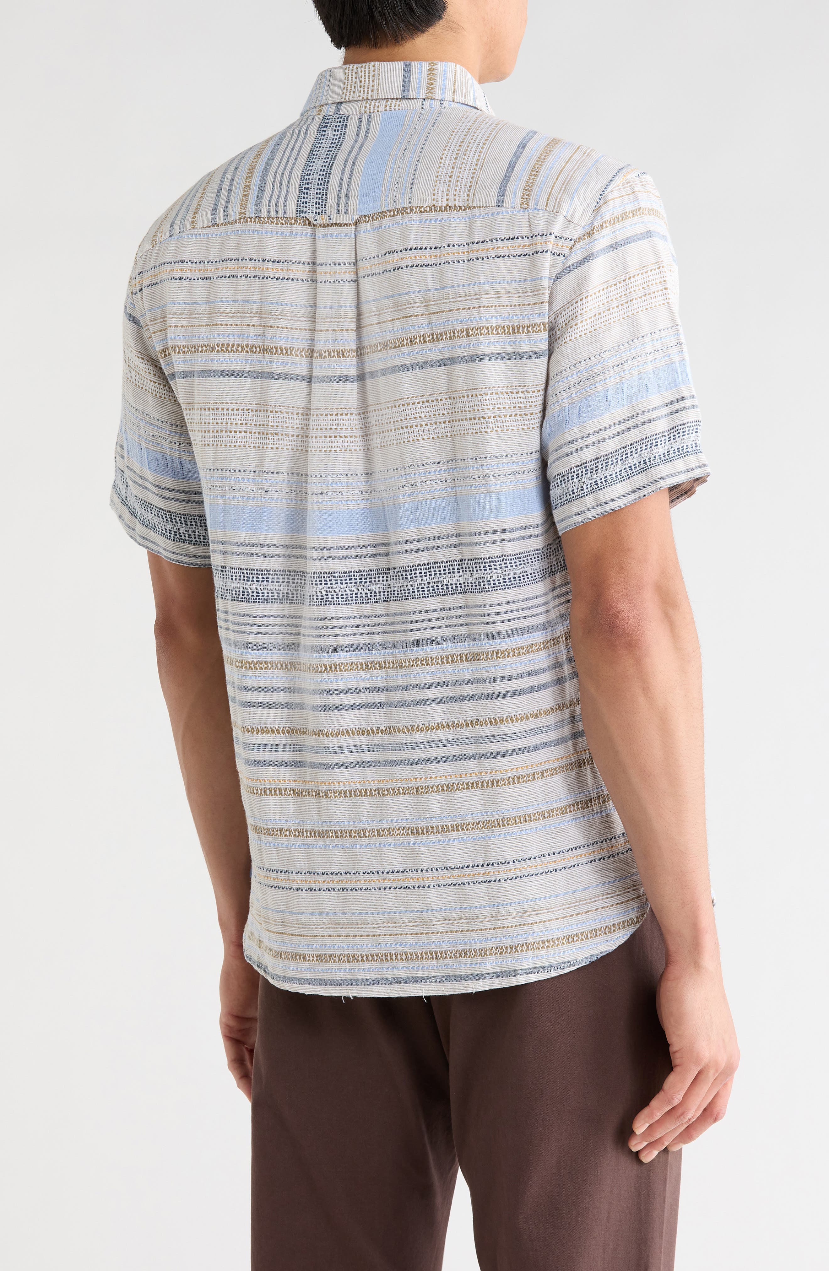 Santa Marta Stripe Short Sleeve Cotton & Linen Blend Button-Up Shirt - image 2