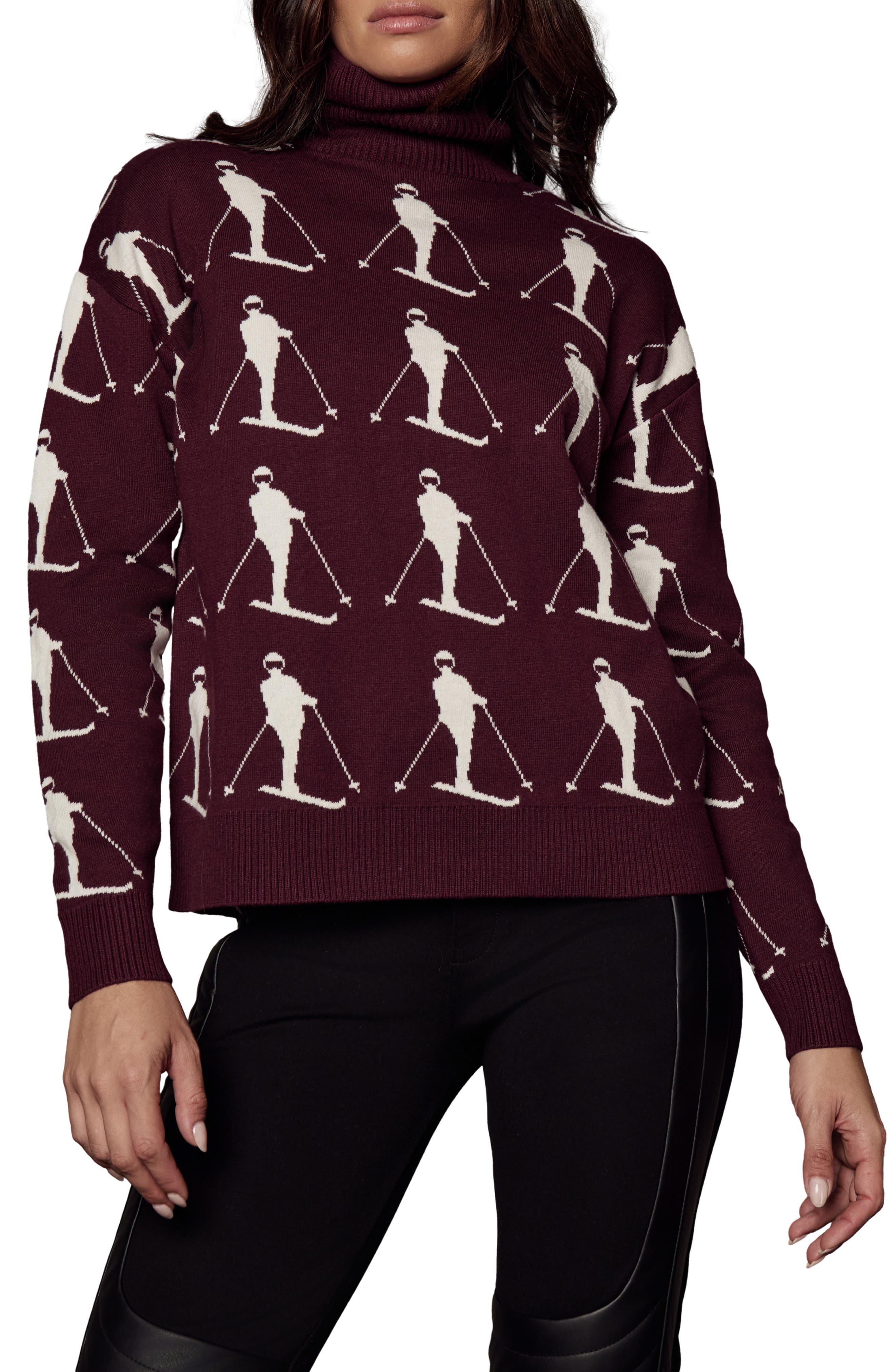 Dani Skier Jacquard Organic Cotton Blend Turtleneck Sweater - image 1