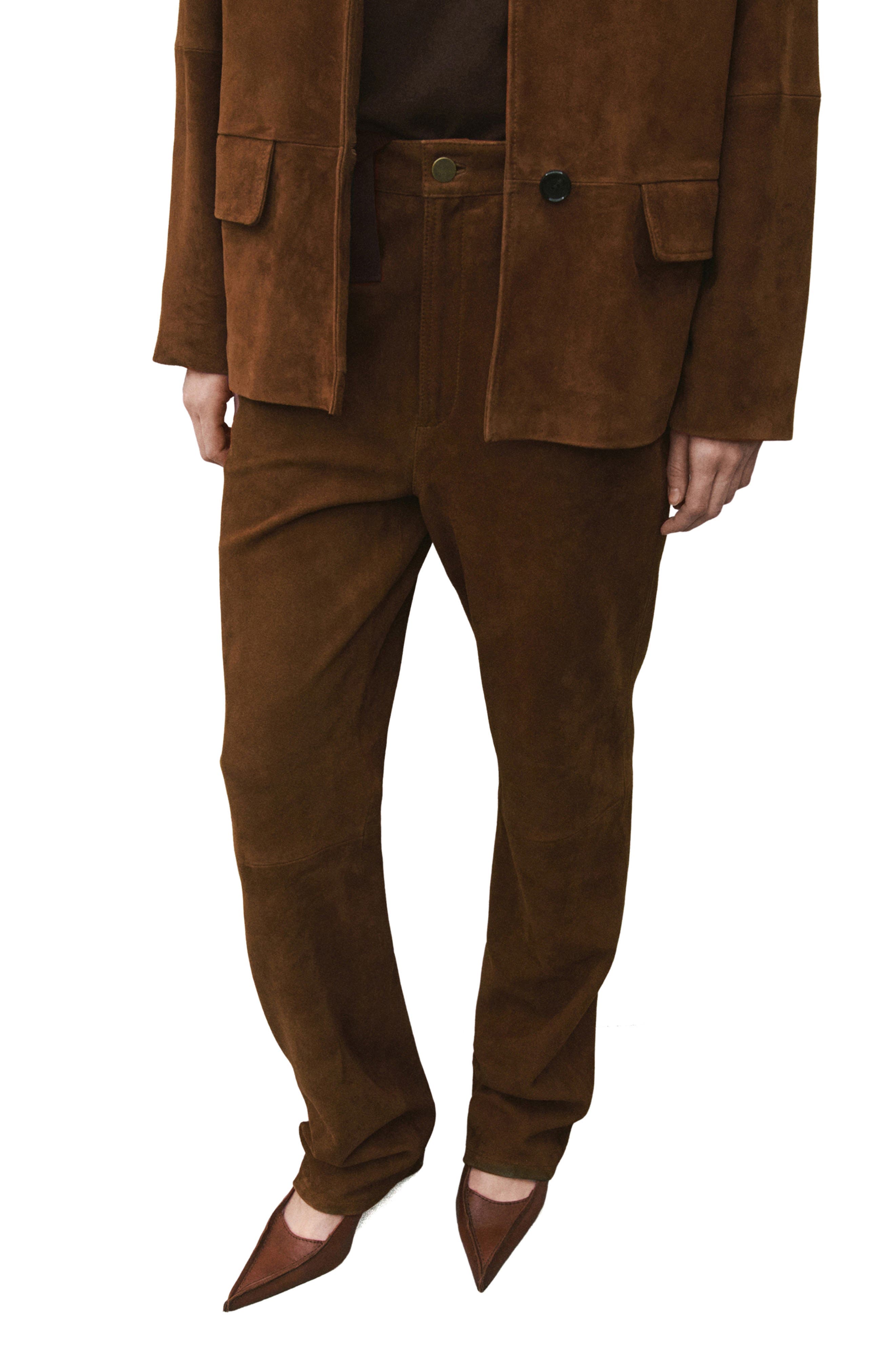 Straight Leg Suede Pants - image 1