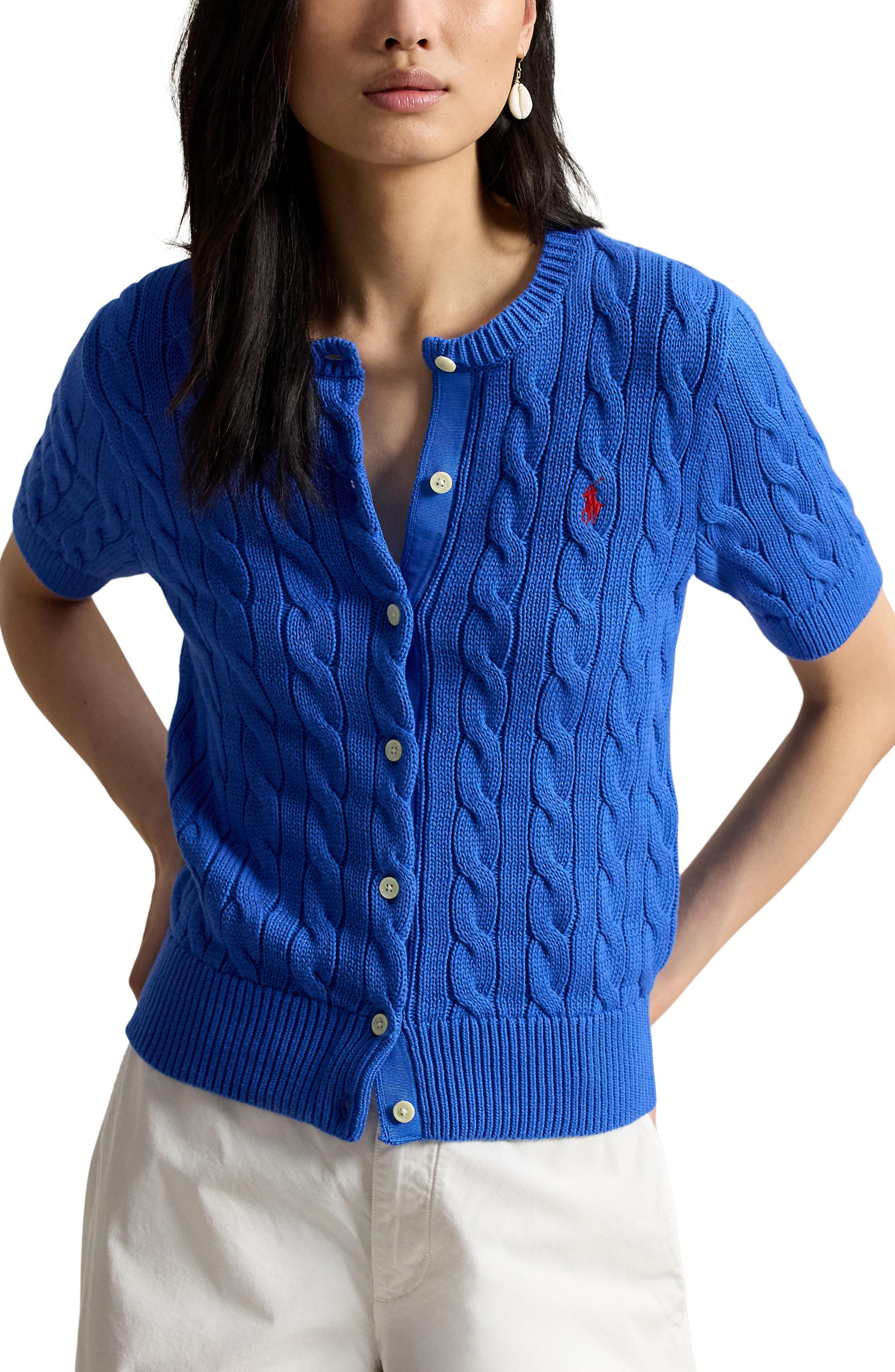 Short Sleeve Cable Stitch Cardigan - image 1