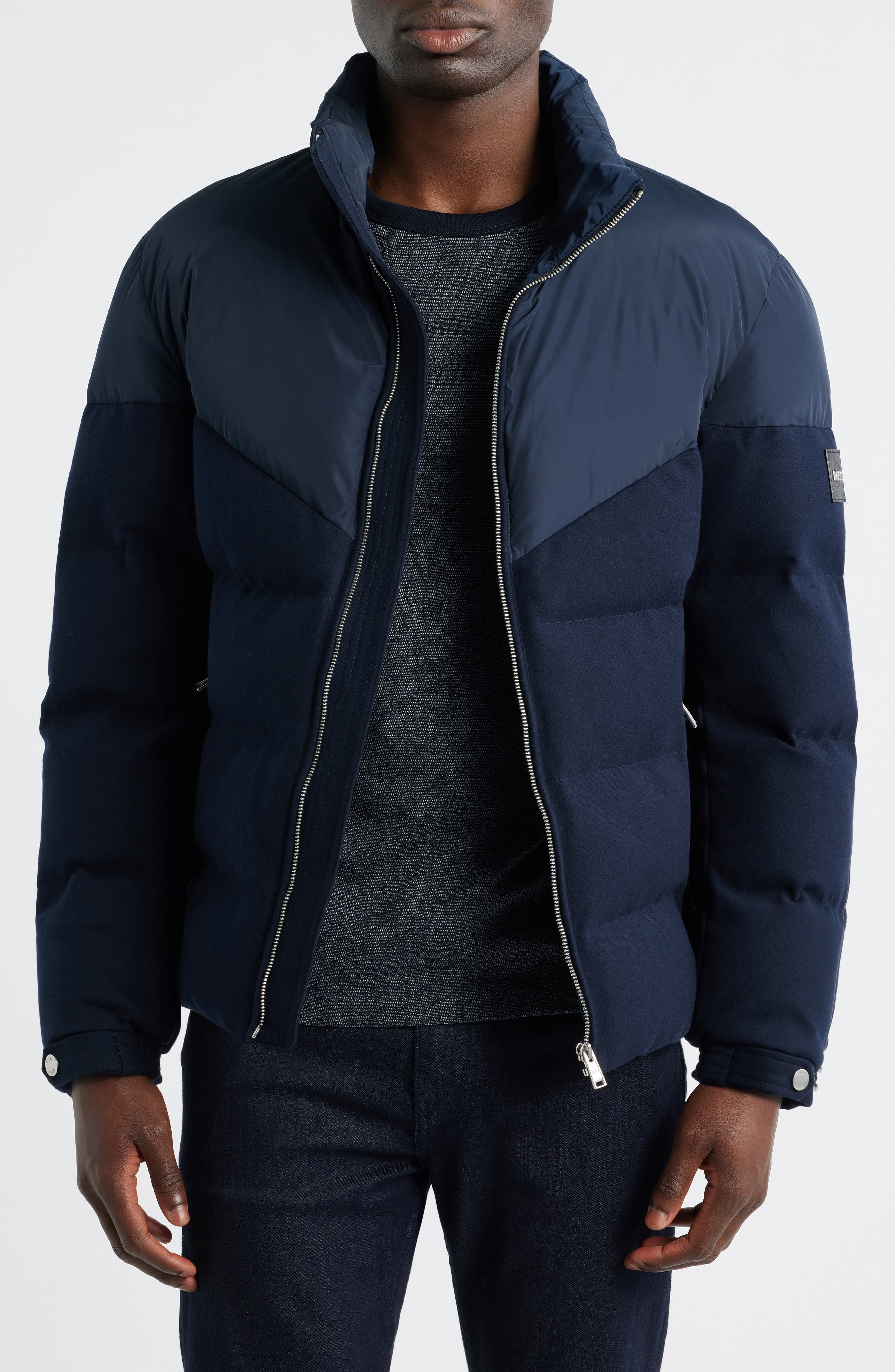 Clanello 1 Mixed Media Puffer Jacket - image 1