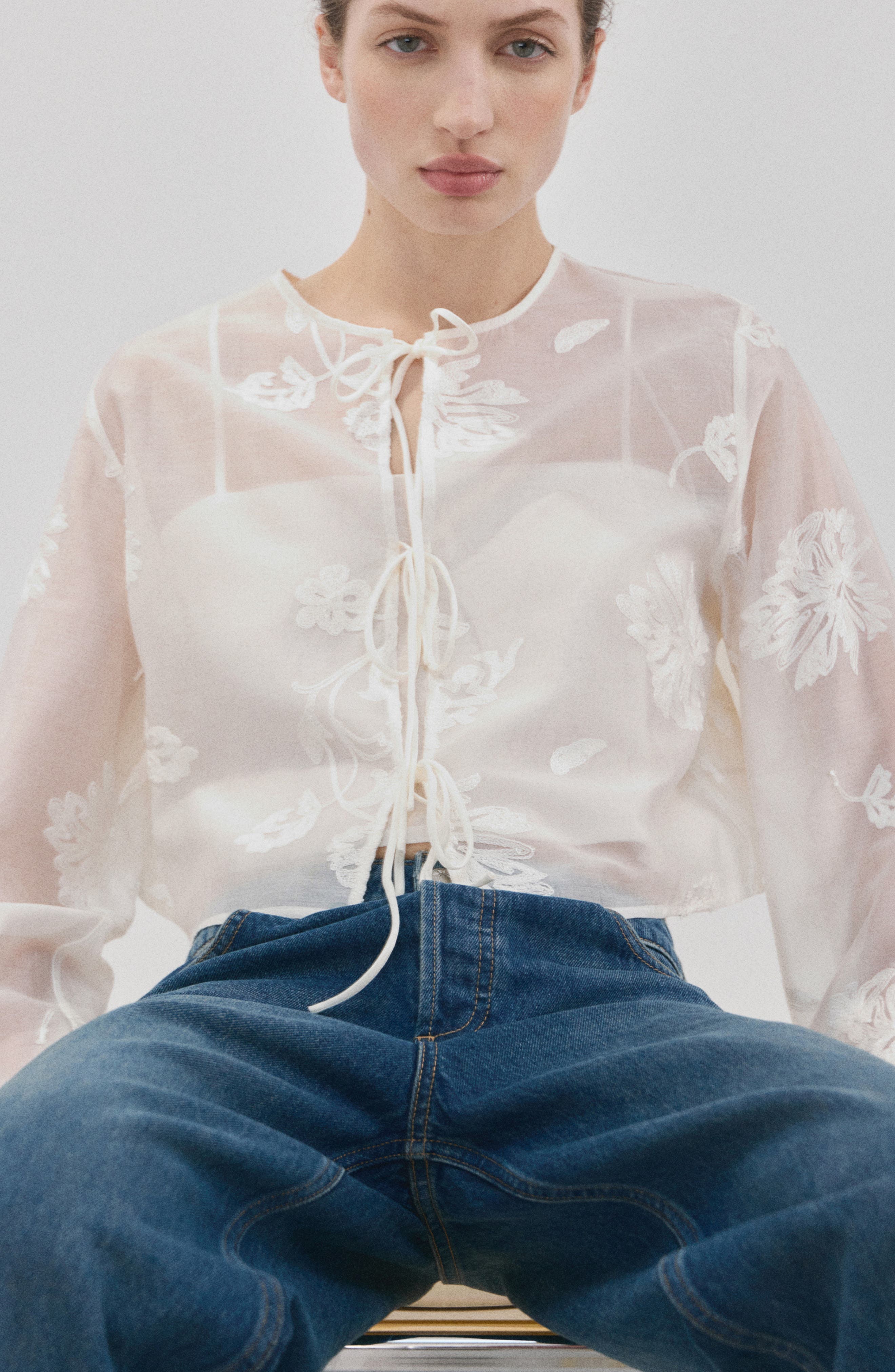 Lyocell Floral Embroidery Top - image 2