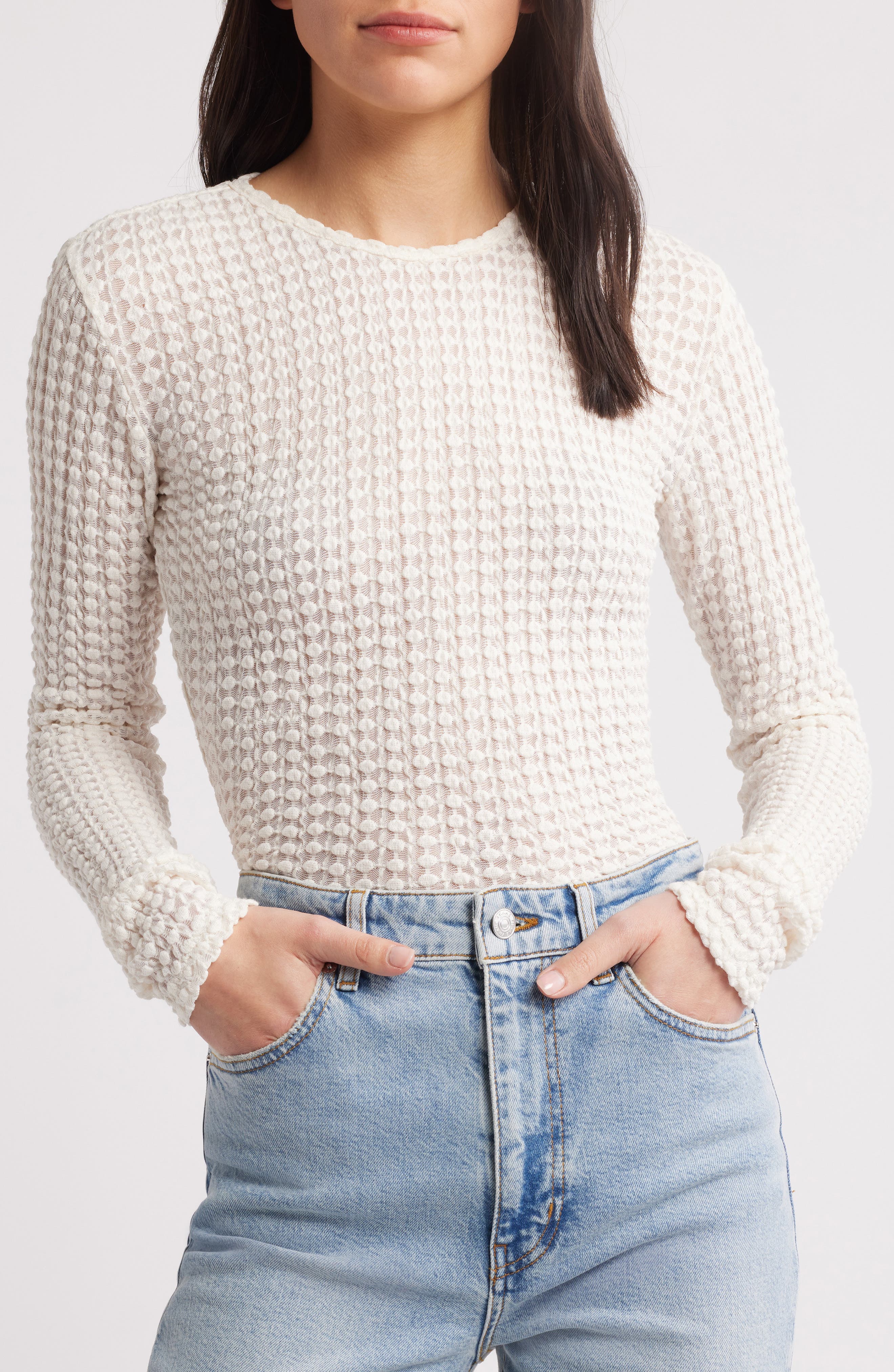 Textured Long Sleeve Knit Top - image 1