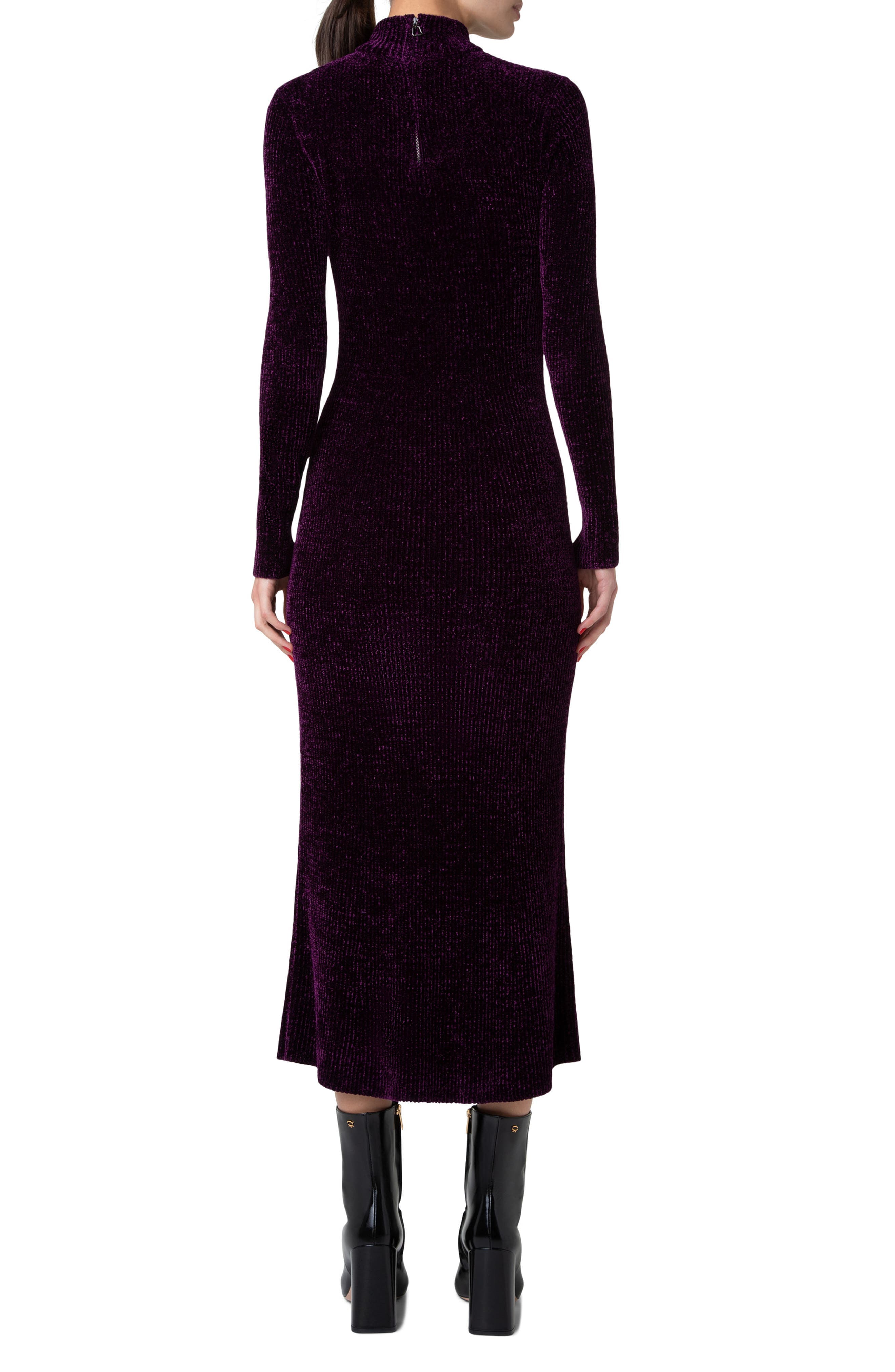 Long Sleeve Chenille Midi Sweater Dress - image 2