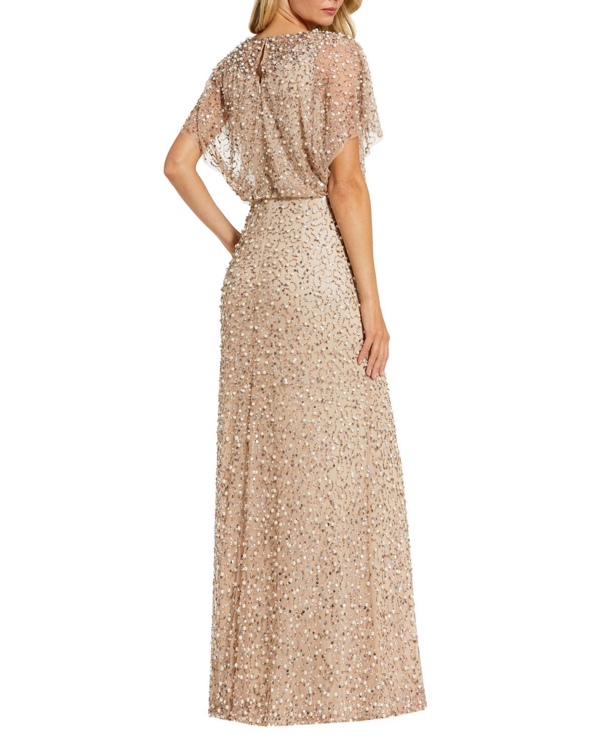 Petite High Neck Short Sleeve Embellished Gown - image 2