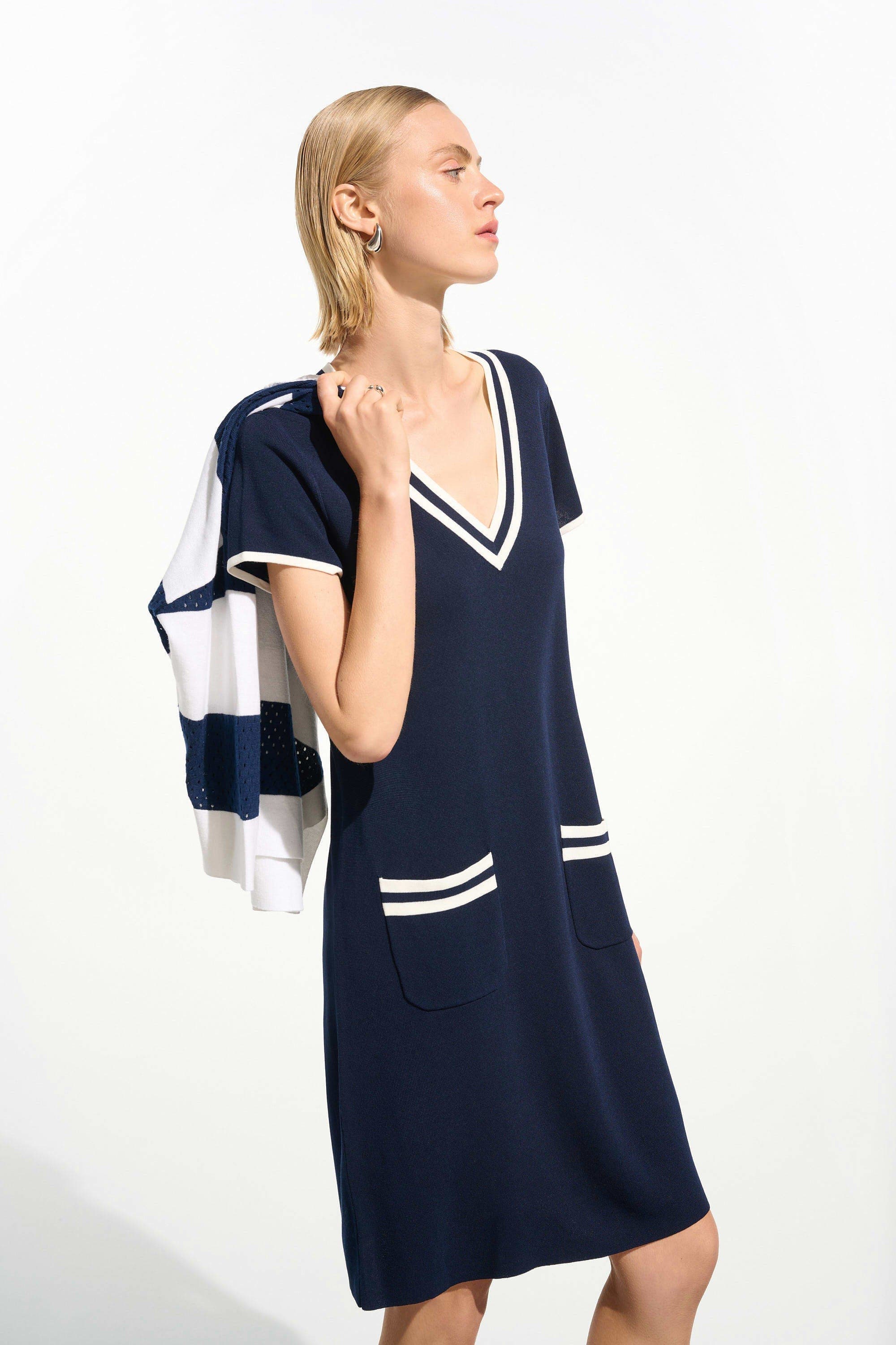 Viscose Knit A-Line Dress With Rib Trim - image 2