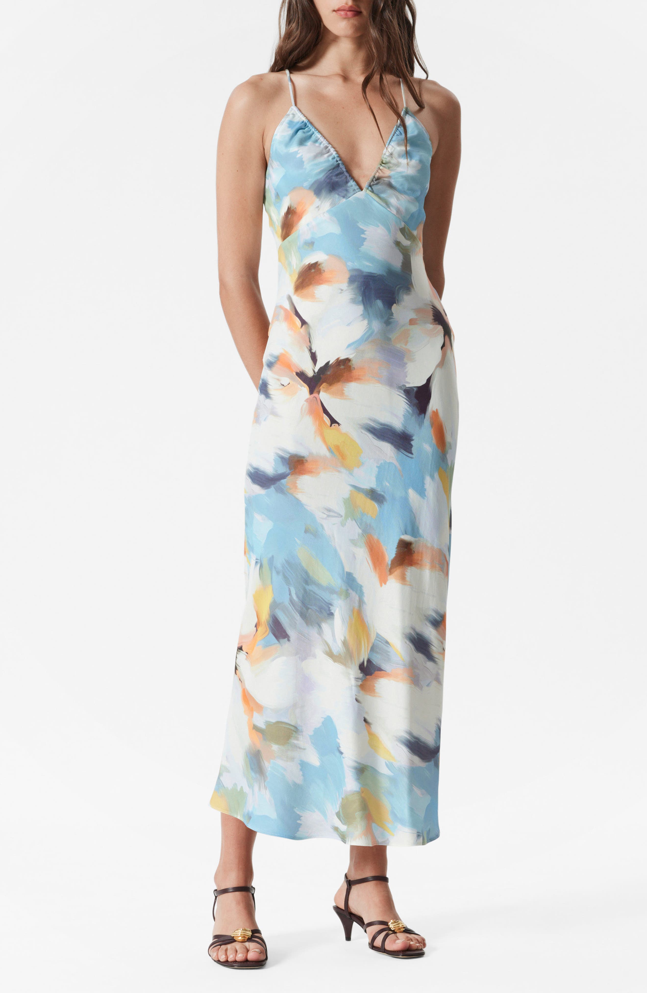 Print Maxi Satin Slipdress - image 1