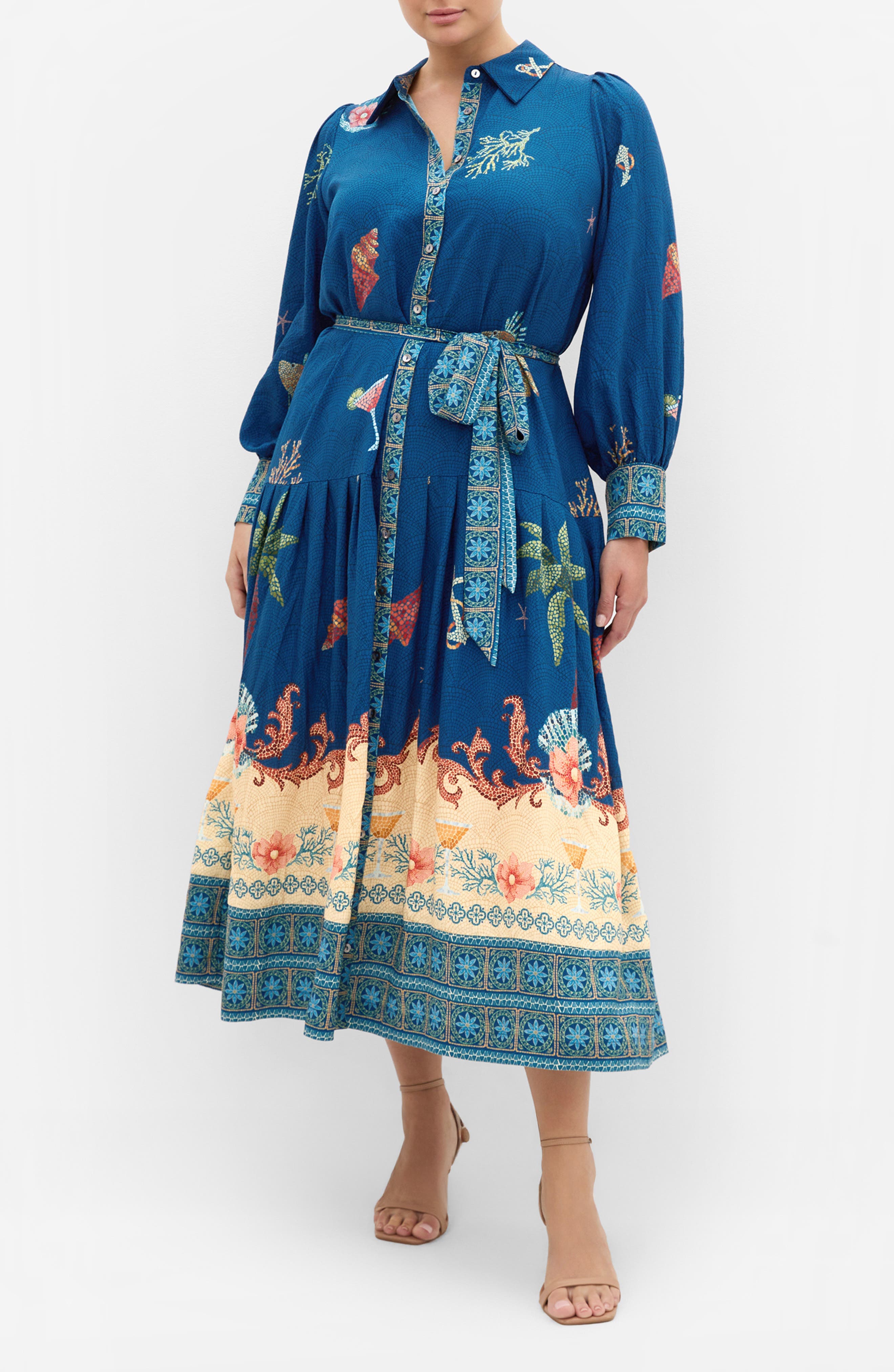Ezra Mixed Print Long Sleeve Maxi Shirtdress - image 3