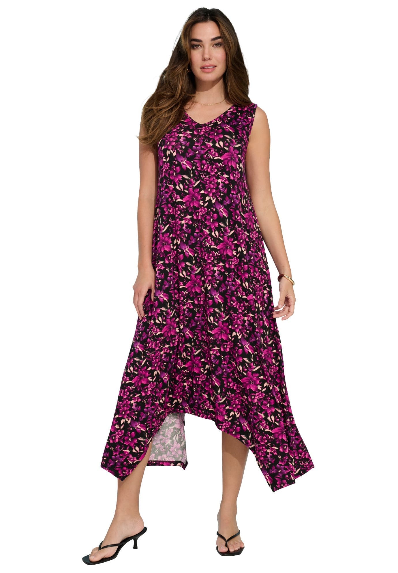 Plus Size Stretch Knit Mid Length Sleeveless Swing Dress - image 5