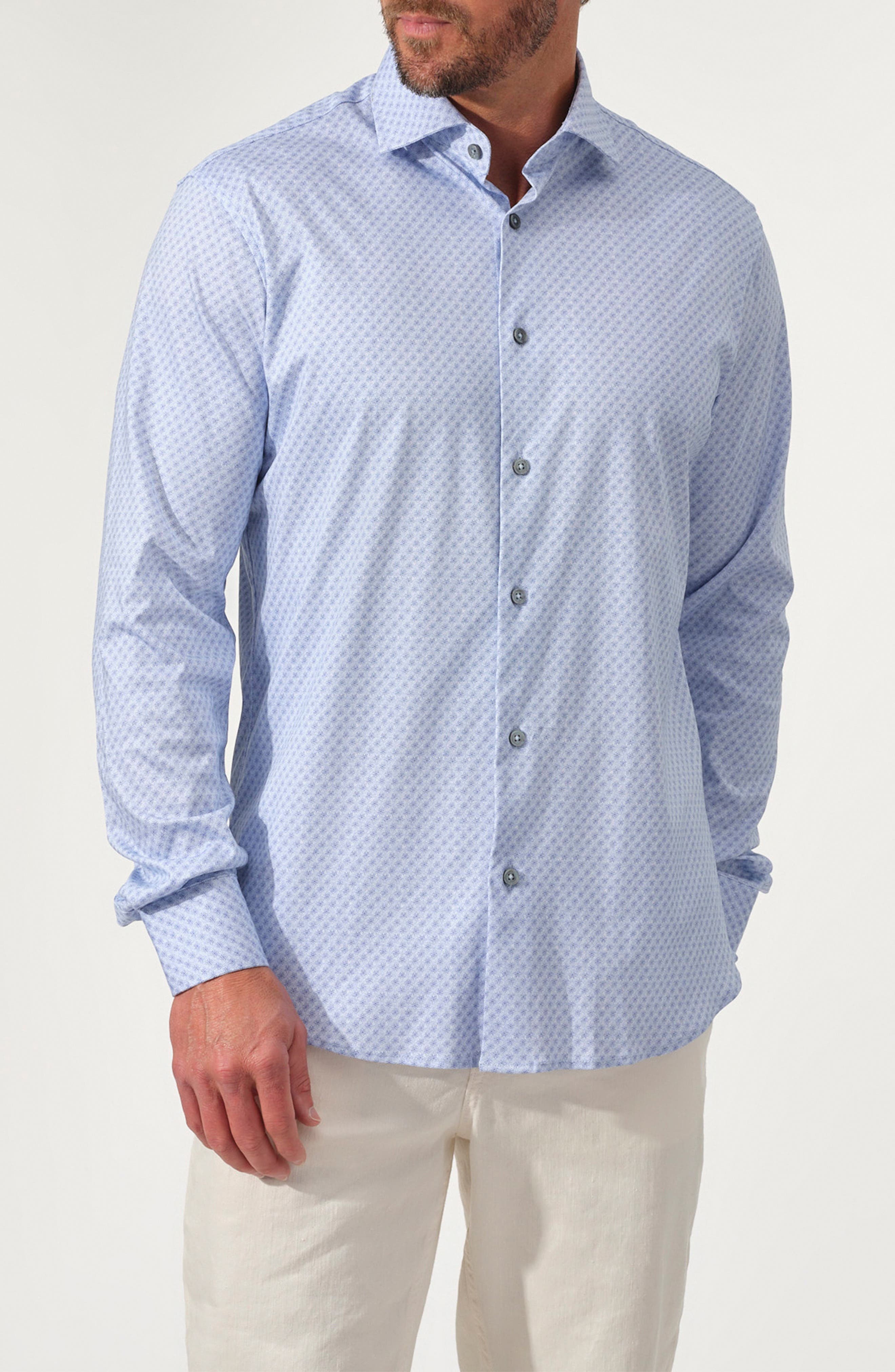 Floral Print Stretch Supima Cotton Button-Up Shirt - image 1