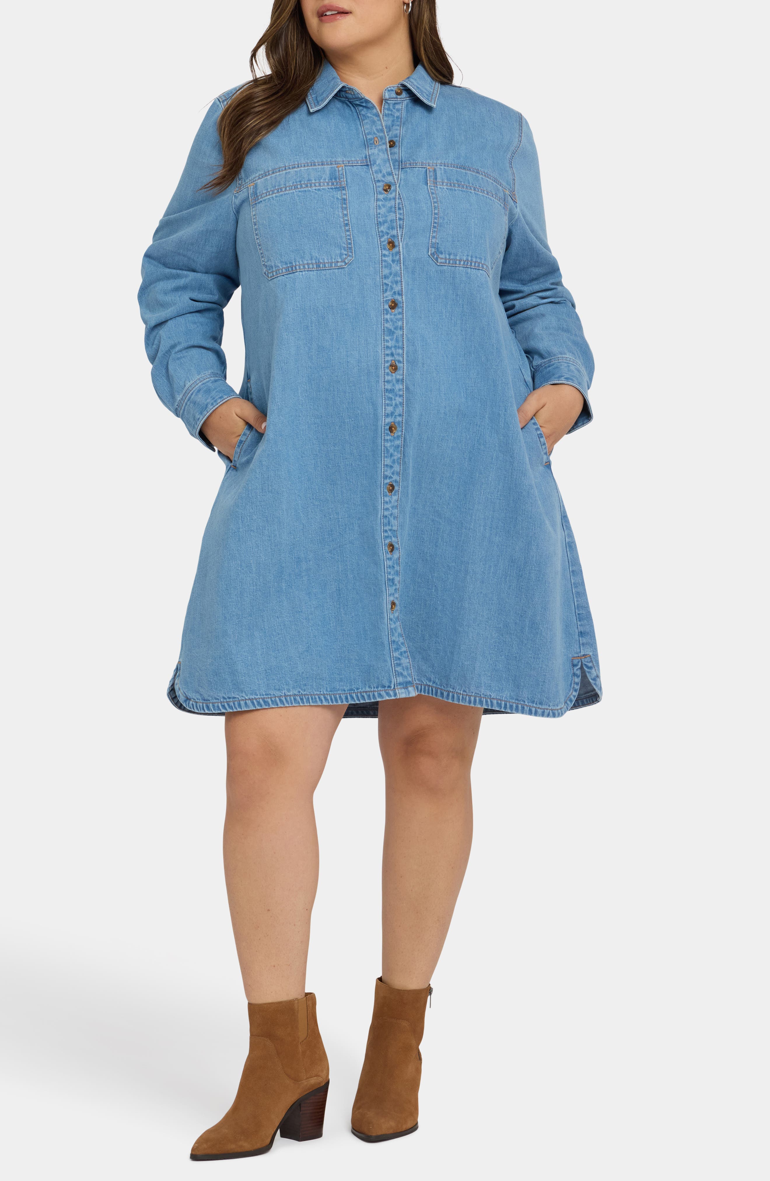 Reese Long Sleeve Denim Shirtdress - image 3
