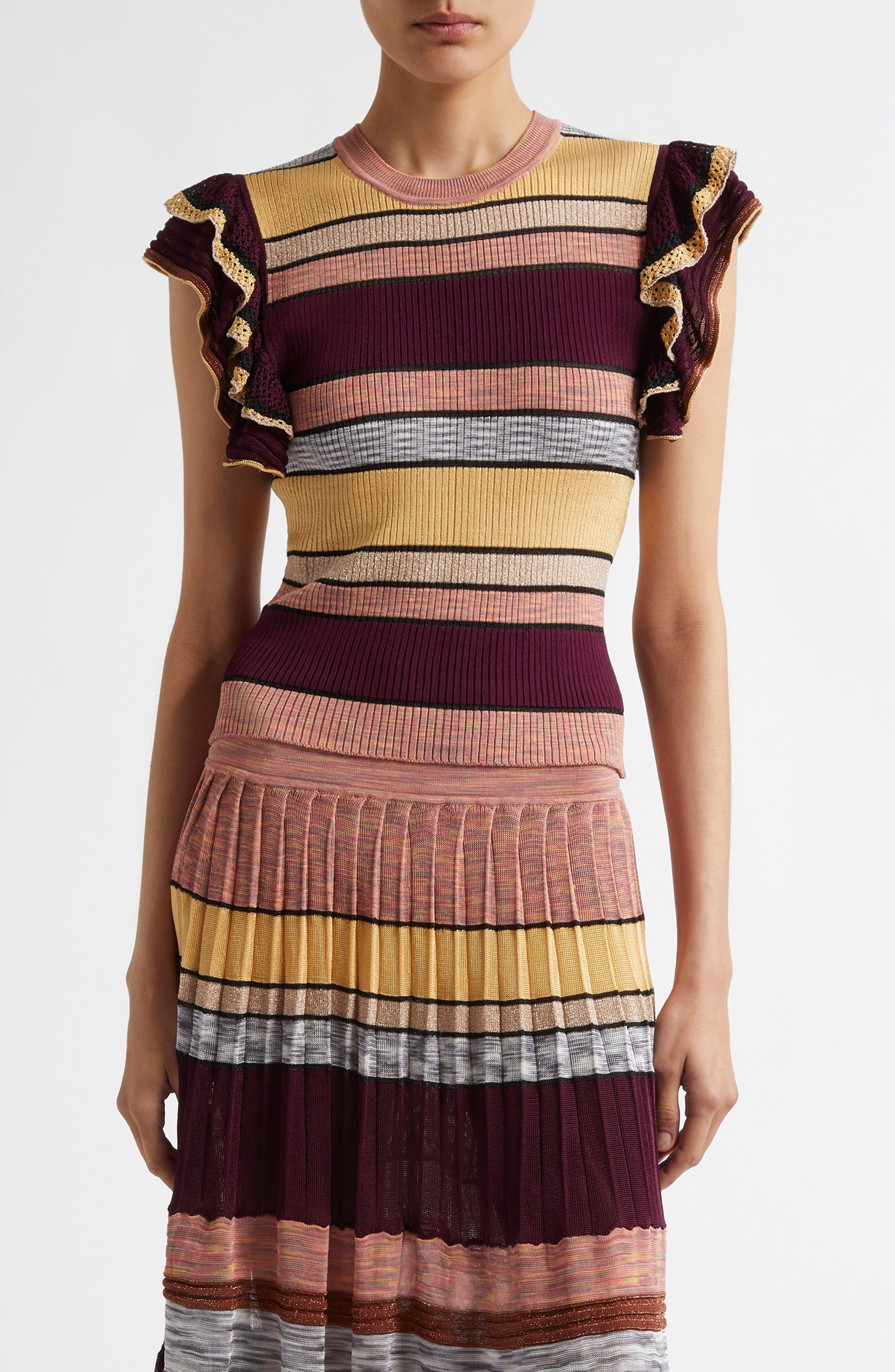 Cecile Metallic Stripe Knit Top - image 1