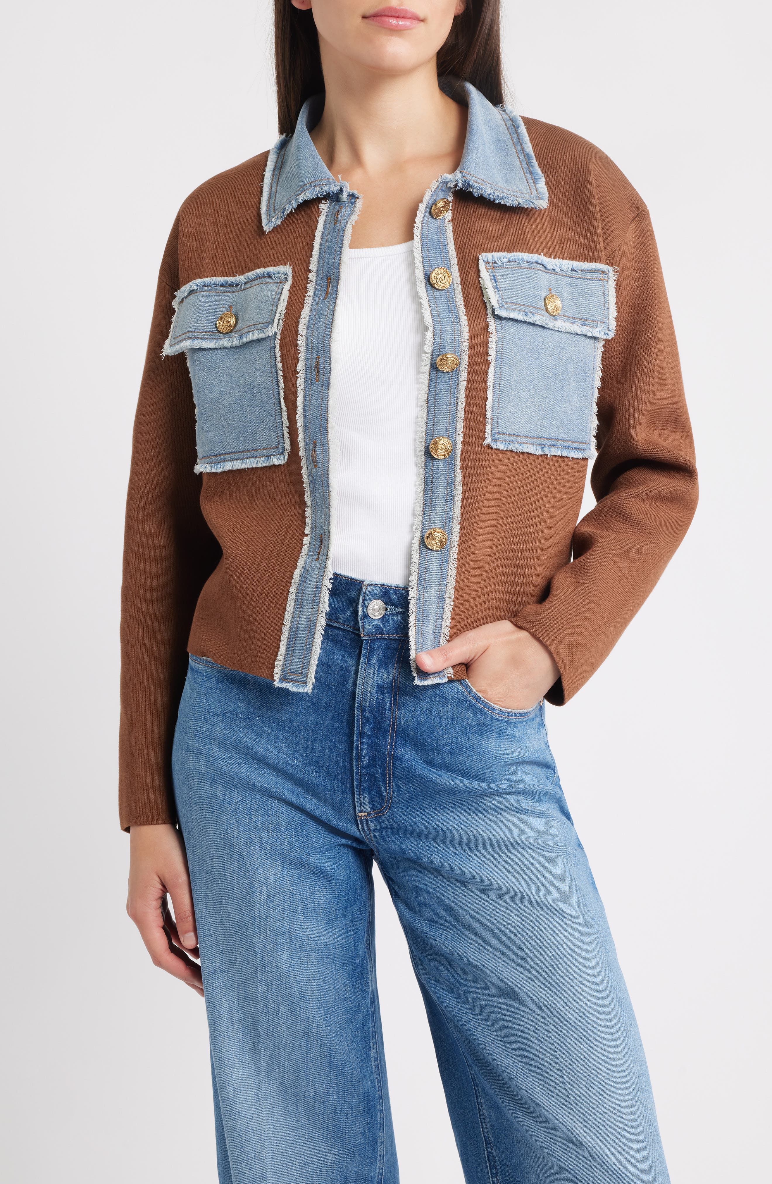 Knit & Denim Trucker Jacket - image 1