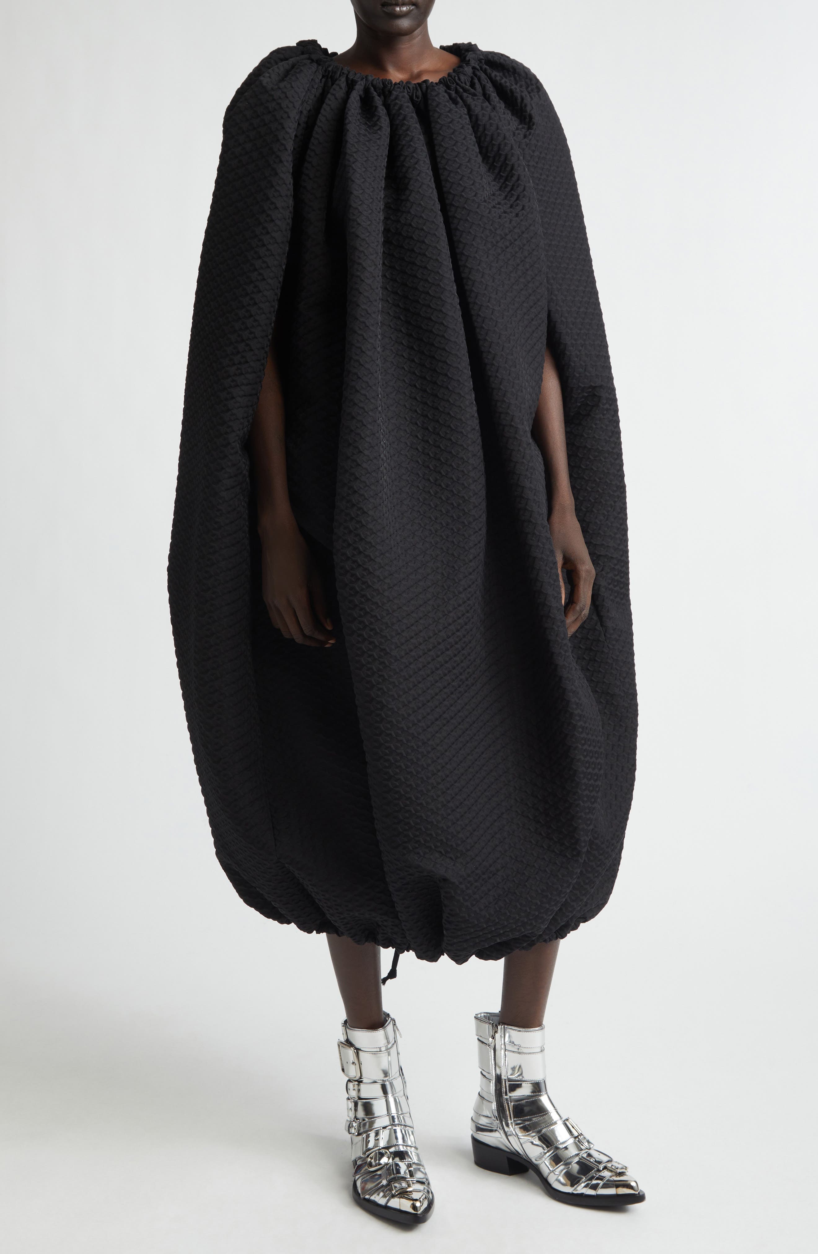 Gathered Diamond Jacquard Cocoon Dress - image 1
