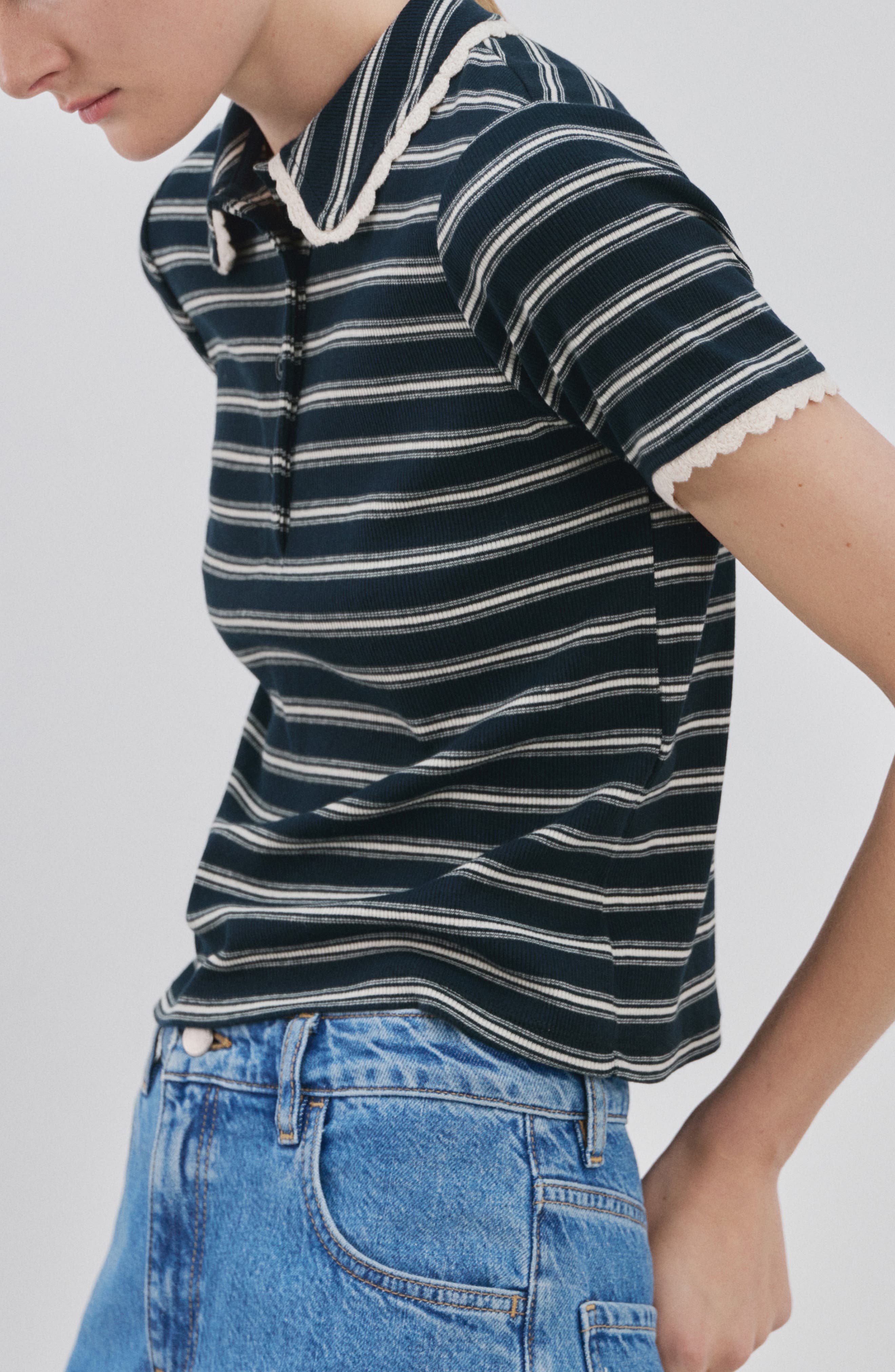 Stripe Scallop Collar Polo - image 1