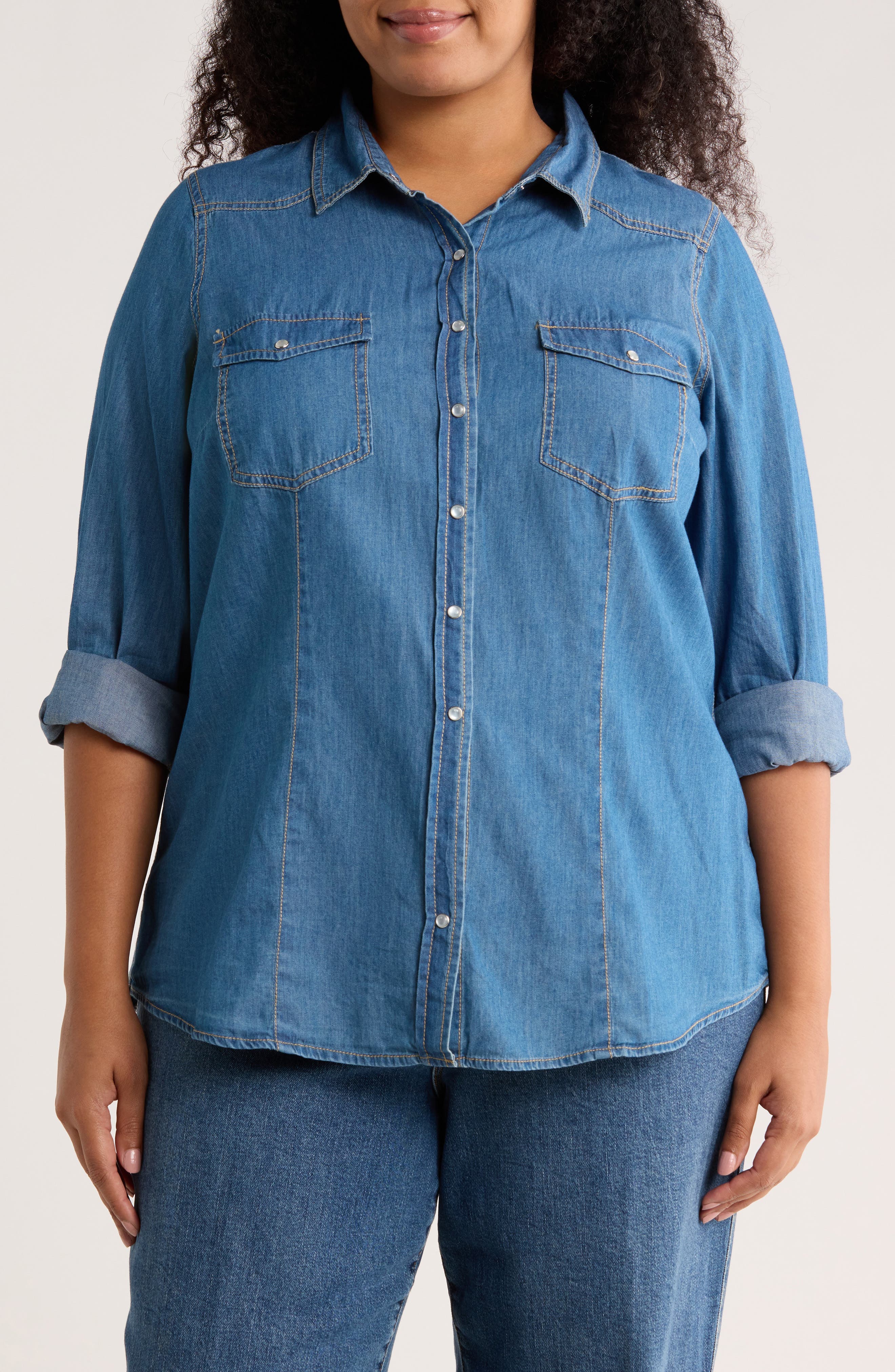 Western Long Sleeve Denim Shirt - image 1