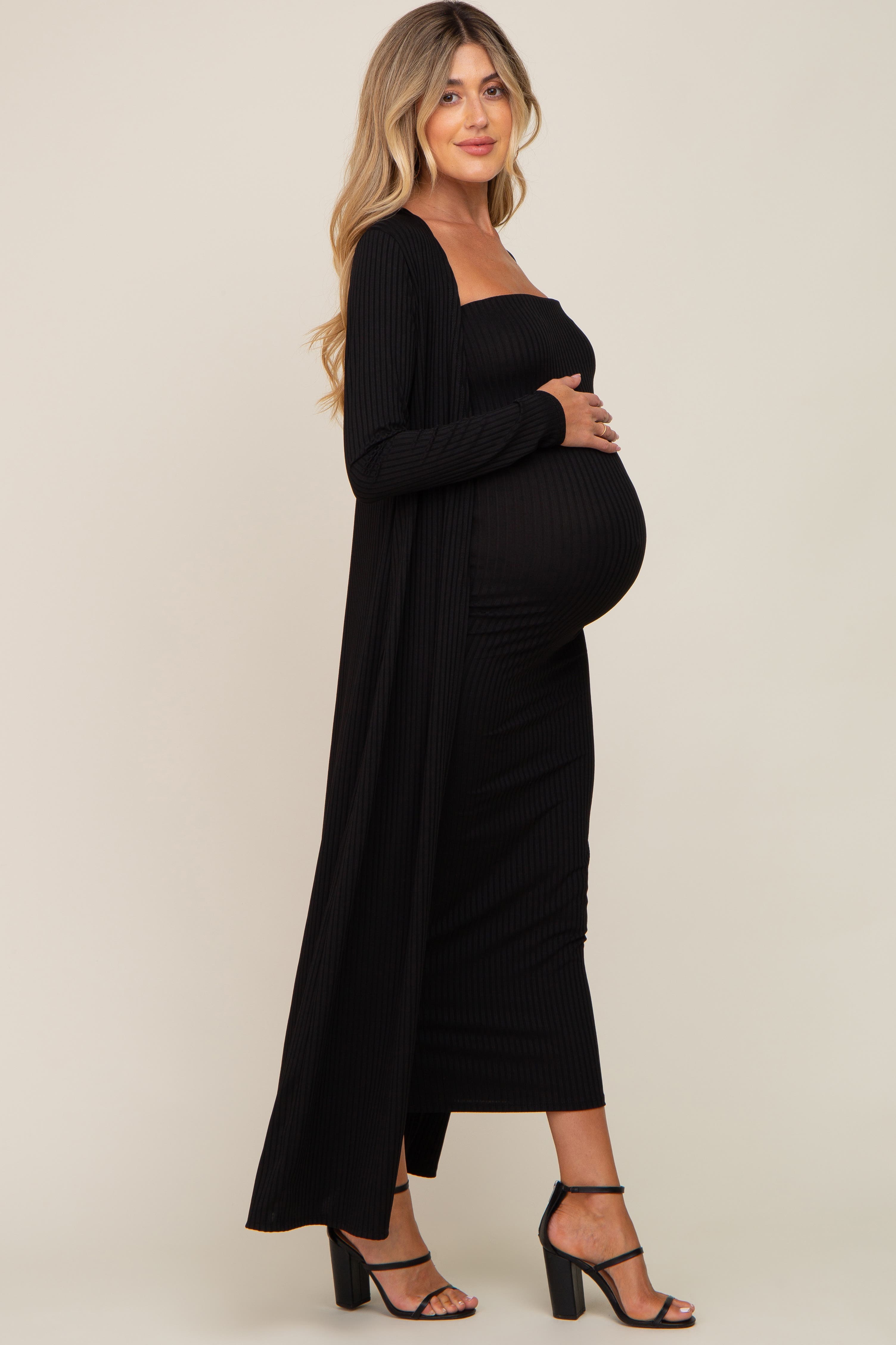 Ribbed Sleeveless Dress Cardigan Set - image 2