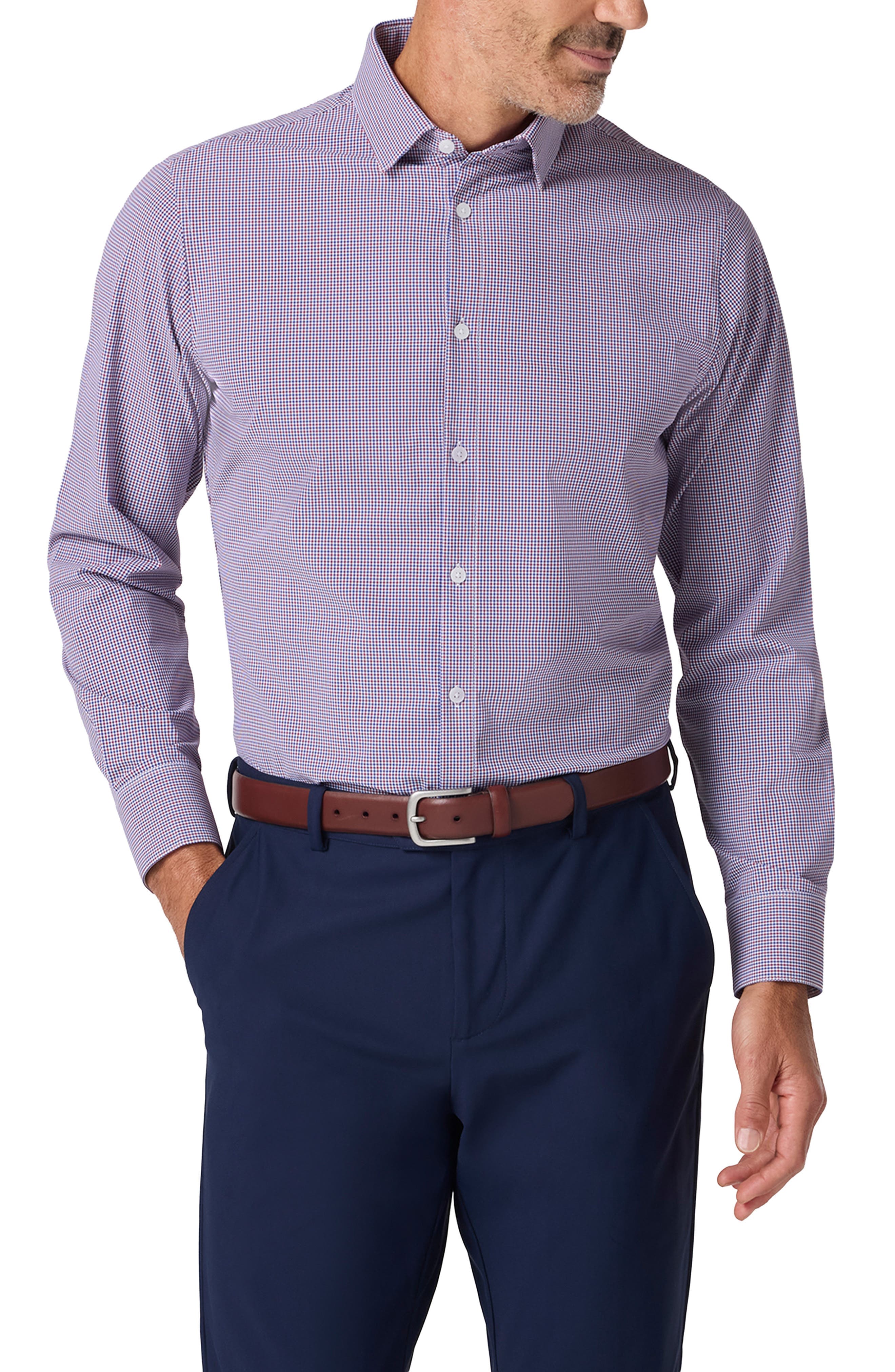 Leeward Trim Fit Microcheck Performance Button-Up Shirt - image 1