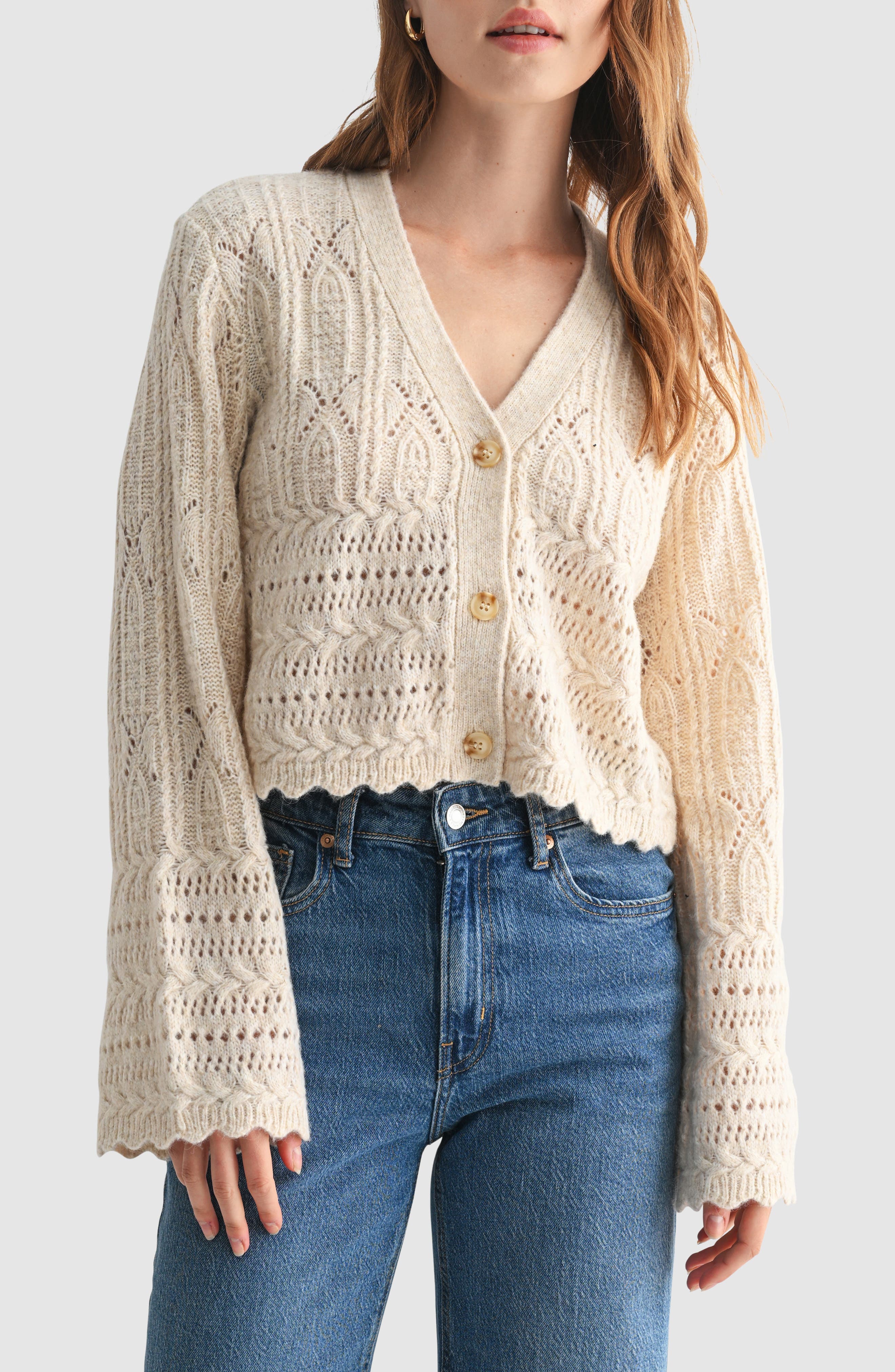 Scalloped Pointelle Cardigan - image 1