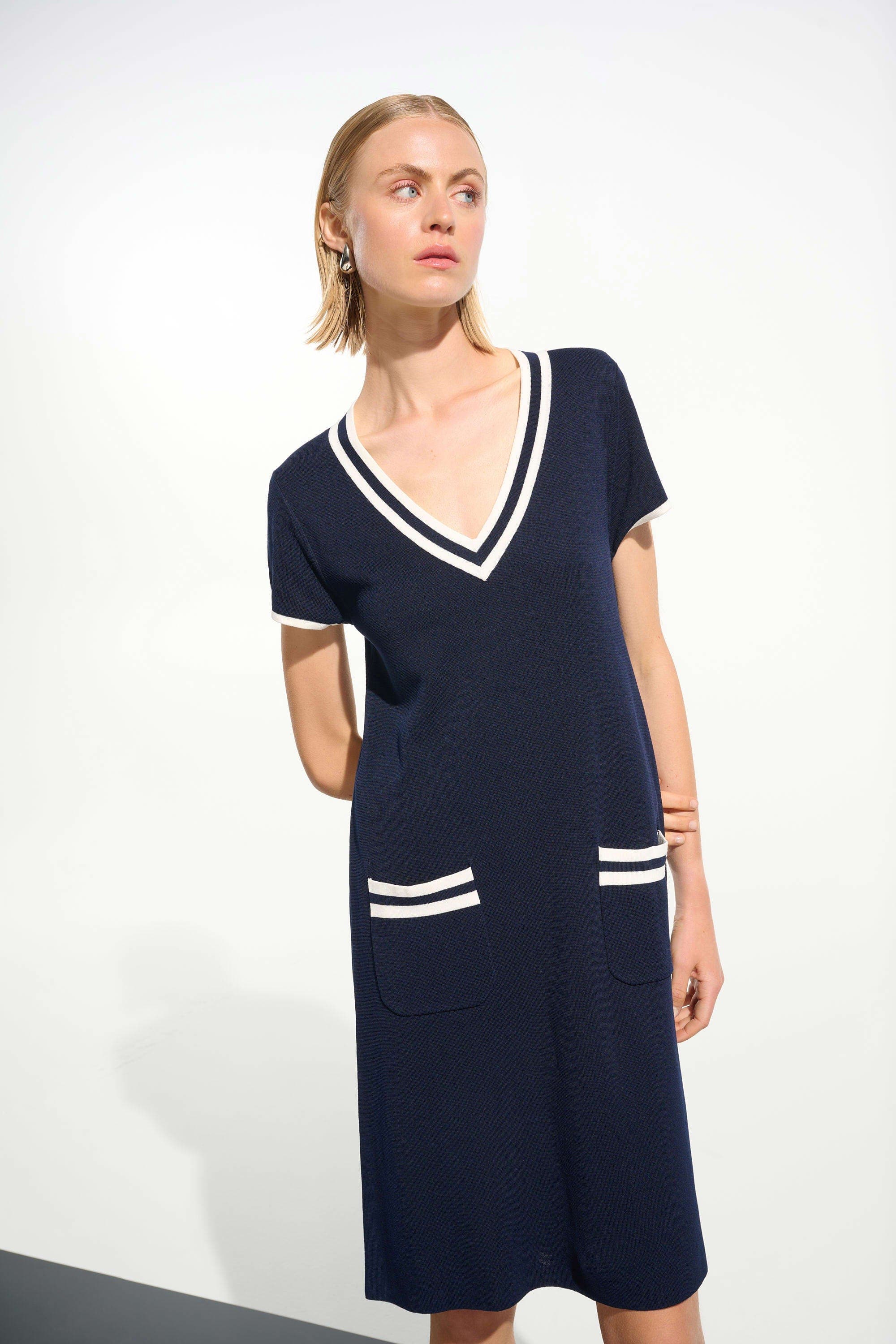 Viscose Knit A-Line Dress With Rib Trim - image 1